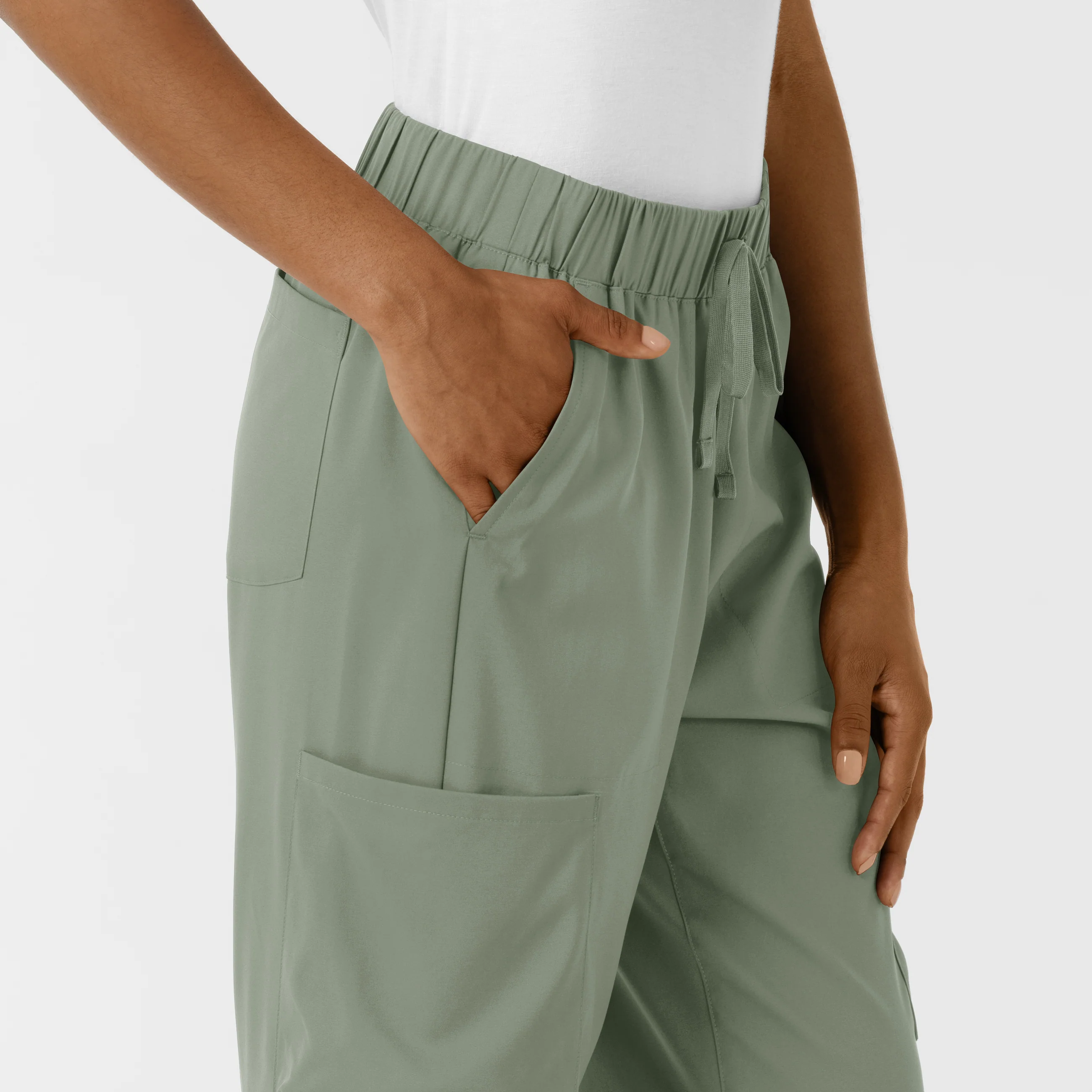 Boundless Women's Classic Wide Leg Double Cargo Scrub Pant - Sage - Image 6