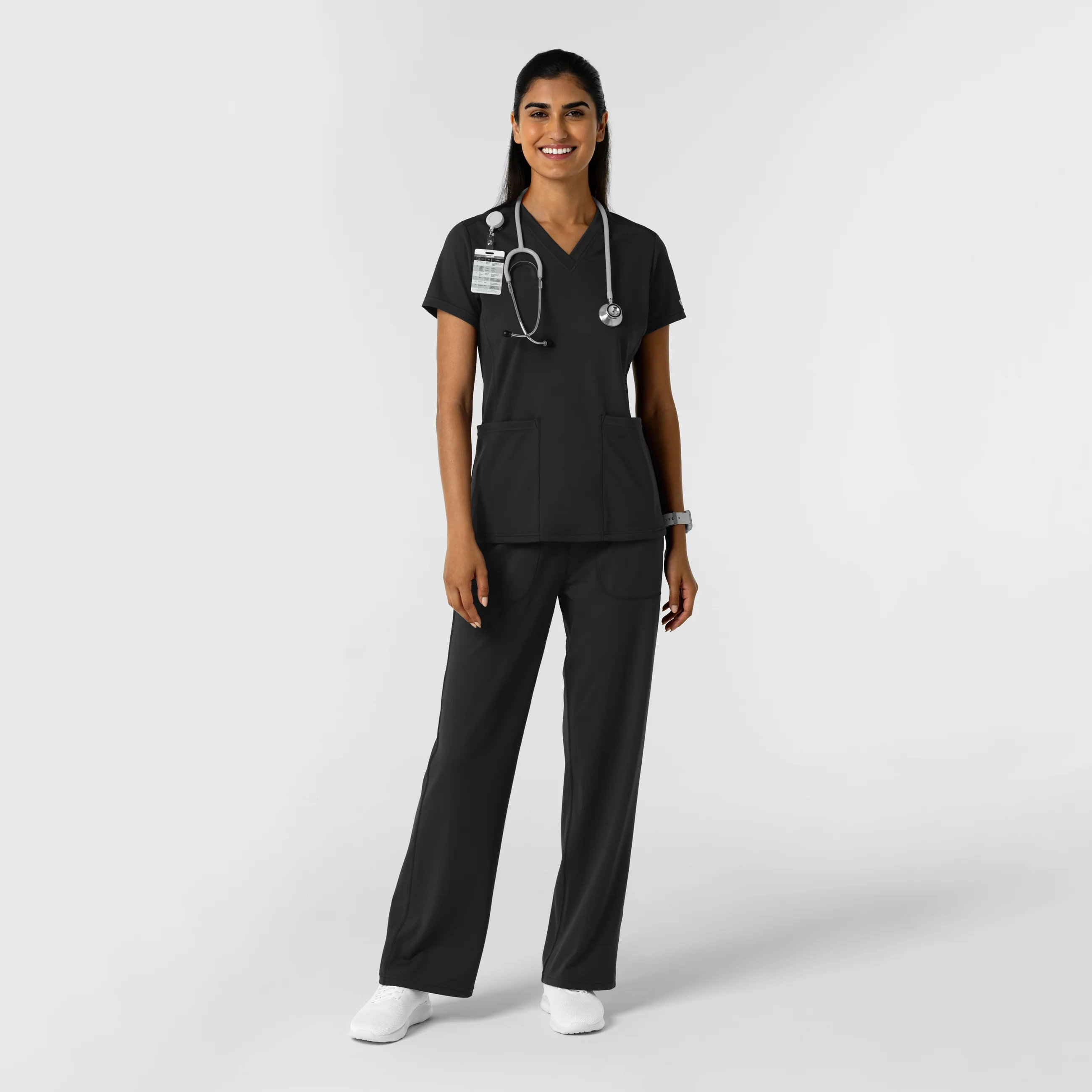 RENEW Knit Women's Wide Leg Scrub Pant - Black - Image 3