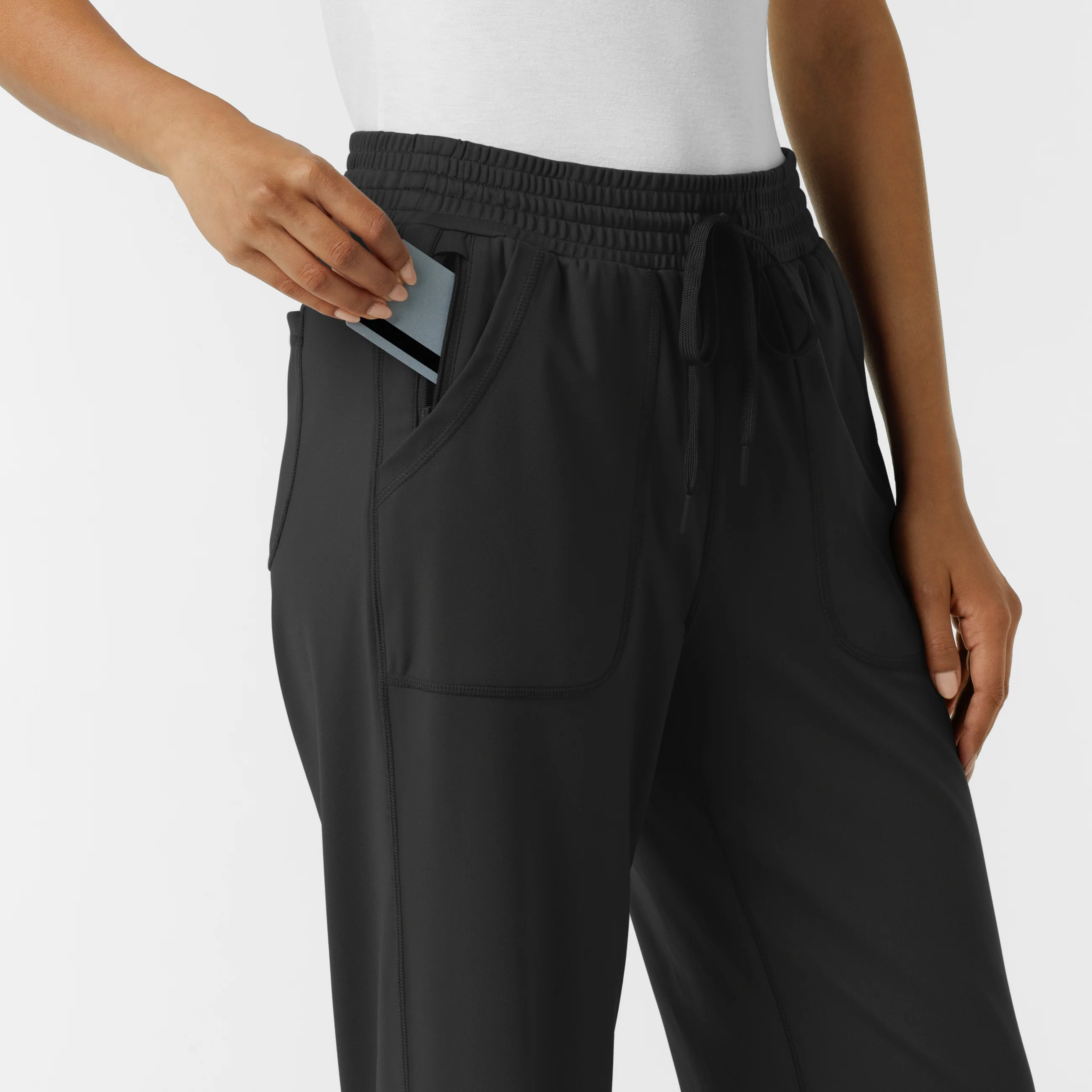 RENEW Knit Women's Wide Leg Scrub Pant - Black - Image 7