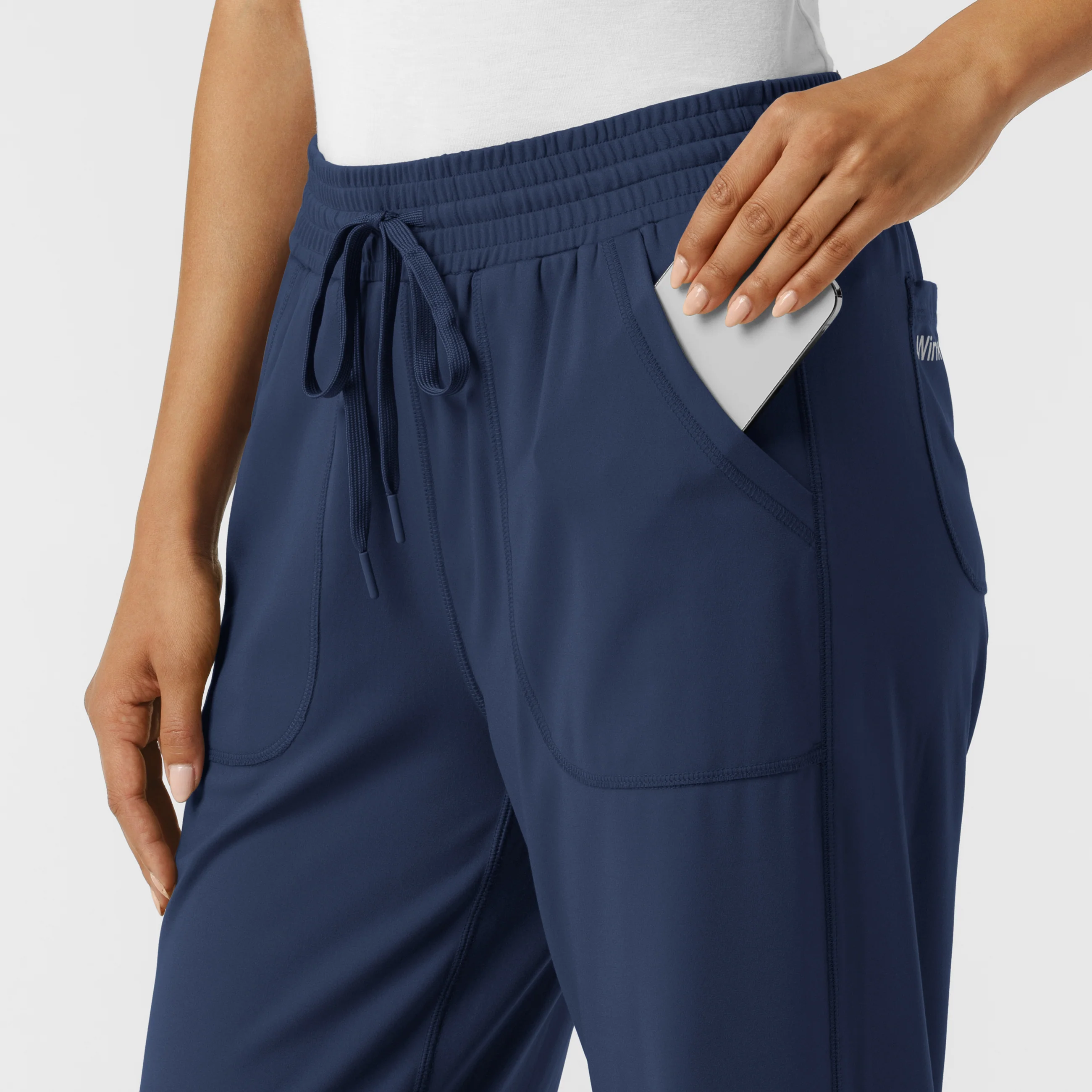 RENEW Knit Women's Wide Leg Scrub Pant - Navy - Image 8