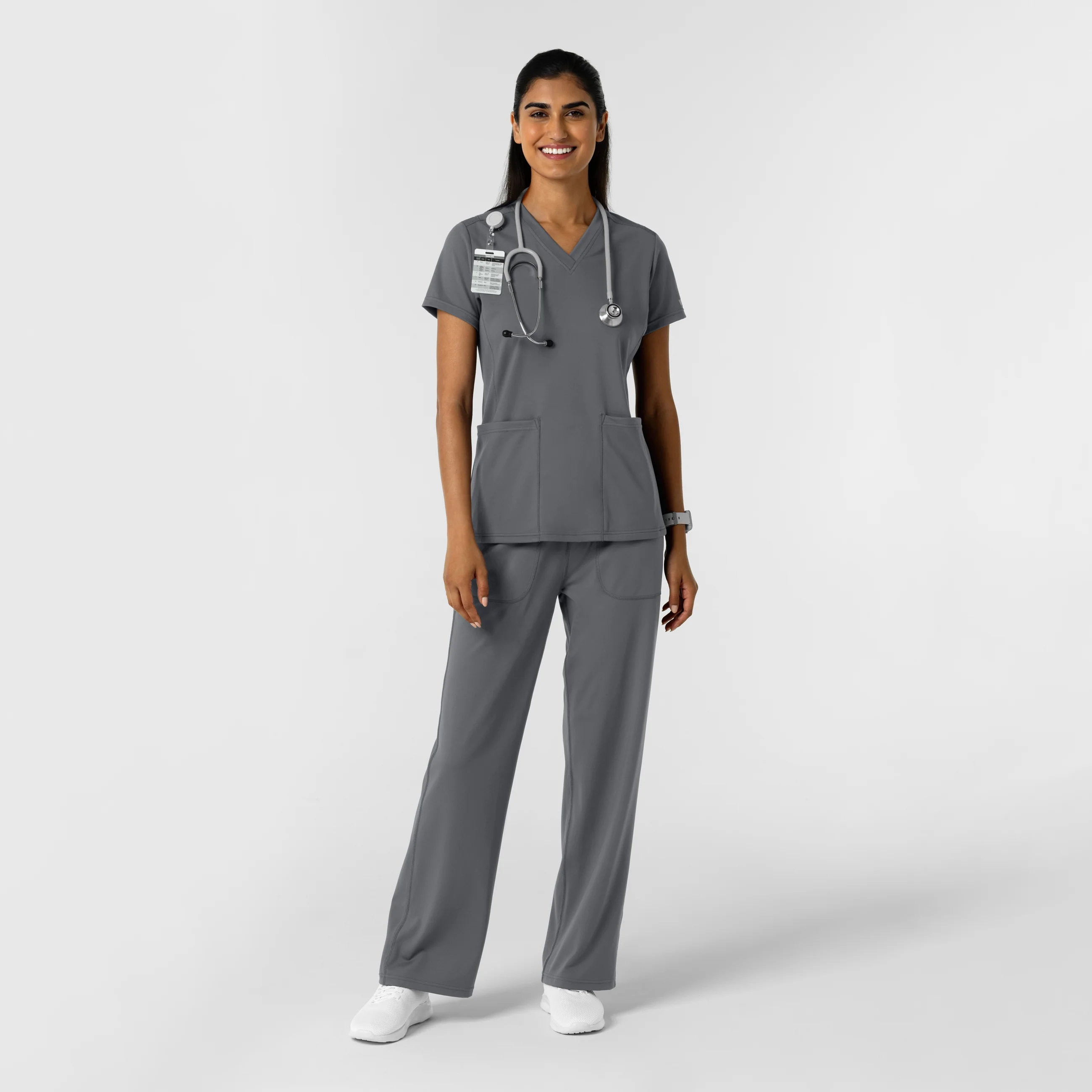 RENEW Knit Women's Wide Leg Scrub Pant - Pewter - Image 3