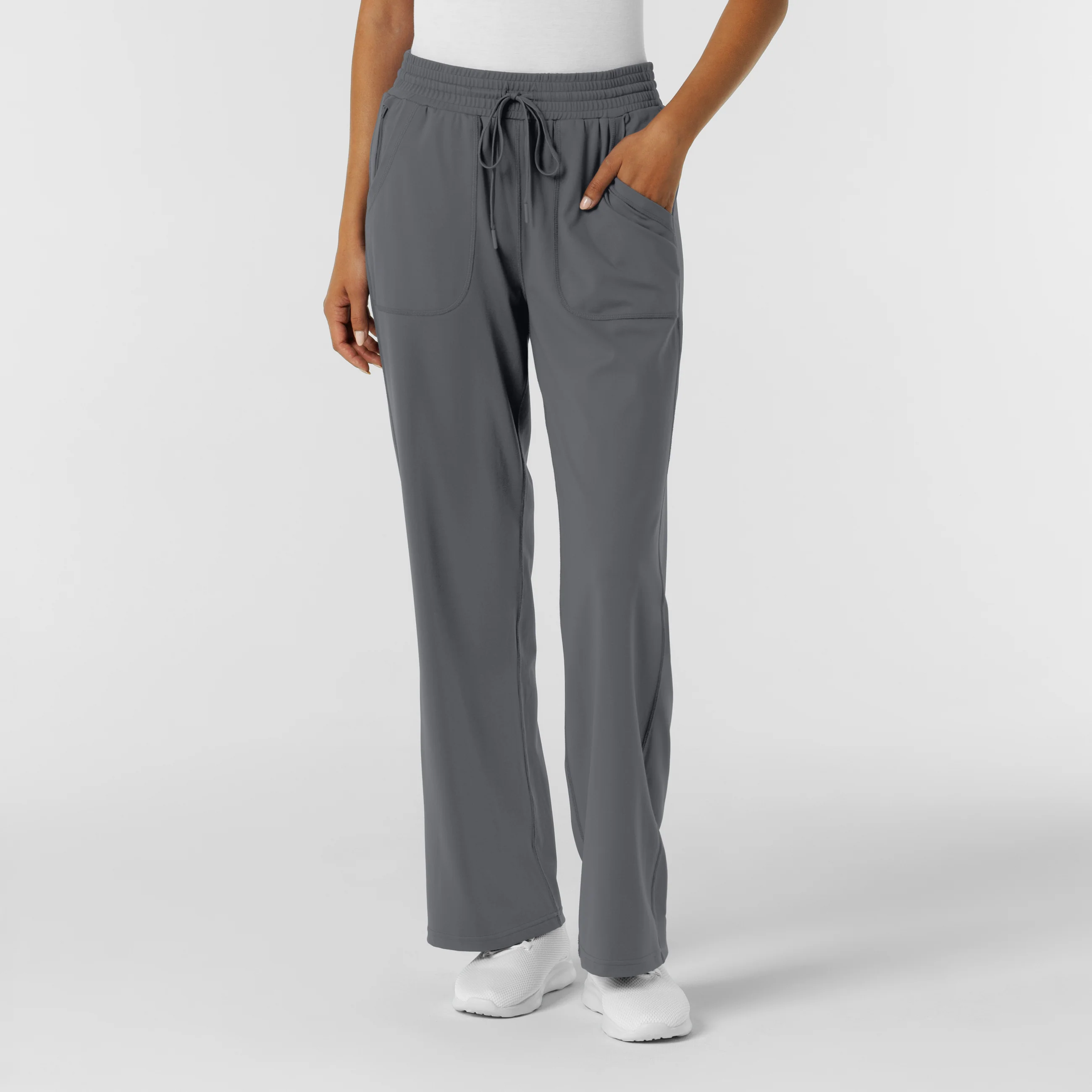 RENEW Knit Women's Wide Leg Scrub Pant - Pewter - Image 4