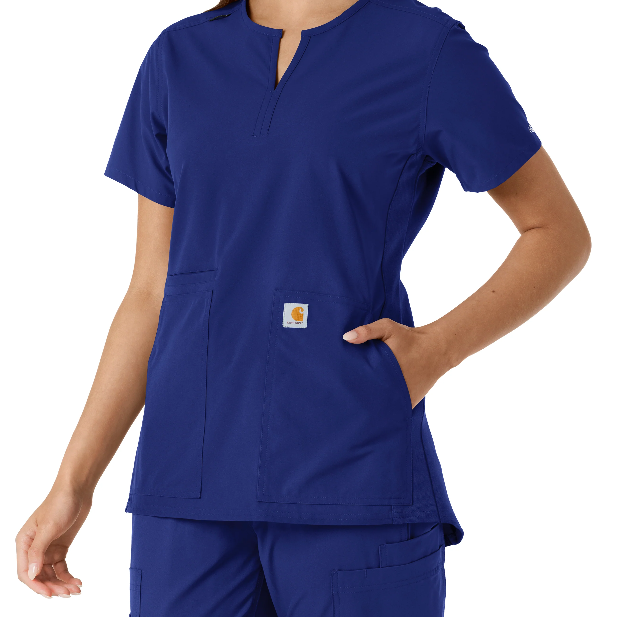 Carhartt Force Essentials Women's Notch Neck Tunic Knit Panel Scrub Top - Galaxy Blue - Image 11
