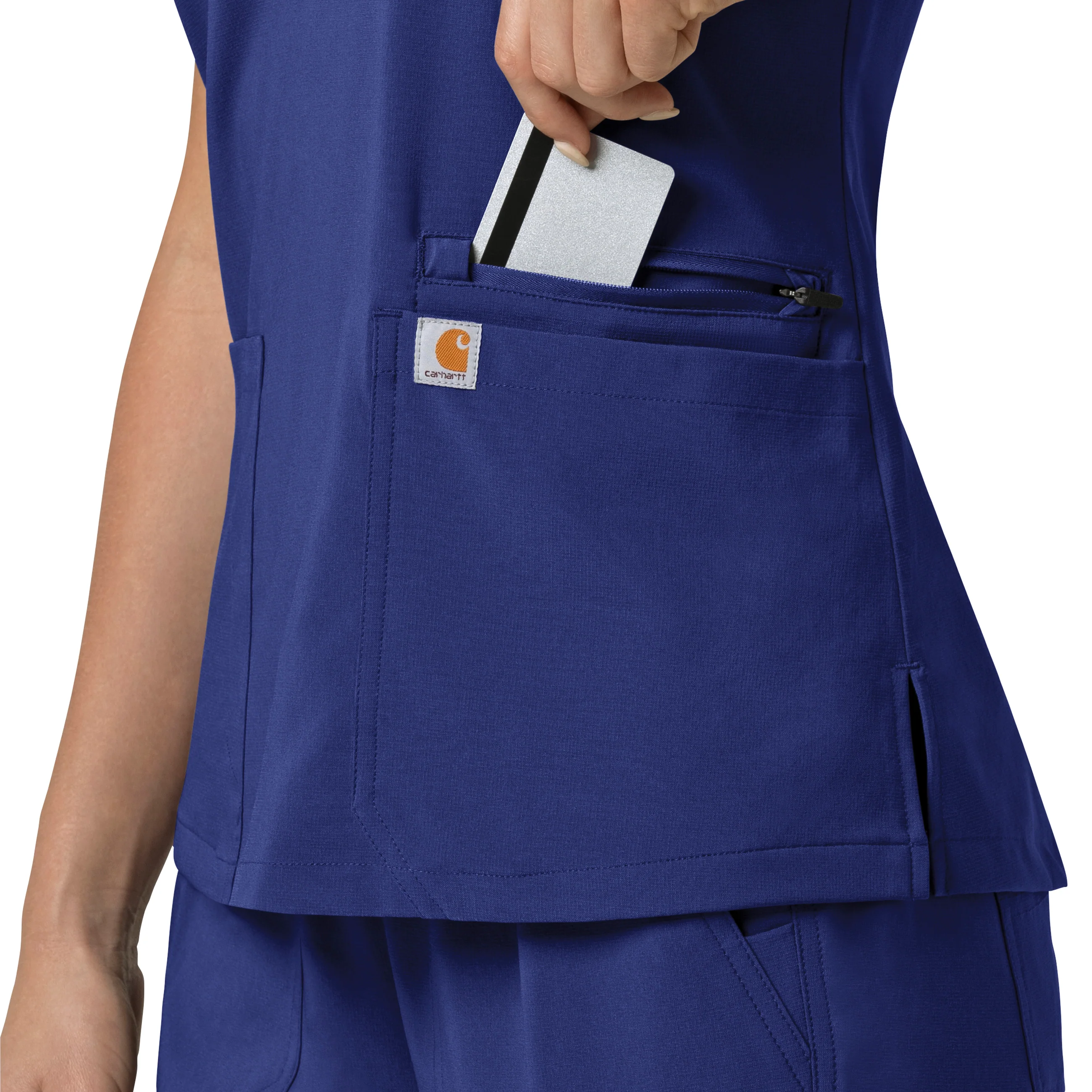 Carhartt Force Cross-Flex Women's Flex Panel V-Neck Scrub Top - Galaxy Blue - Image 8