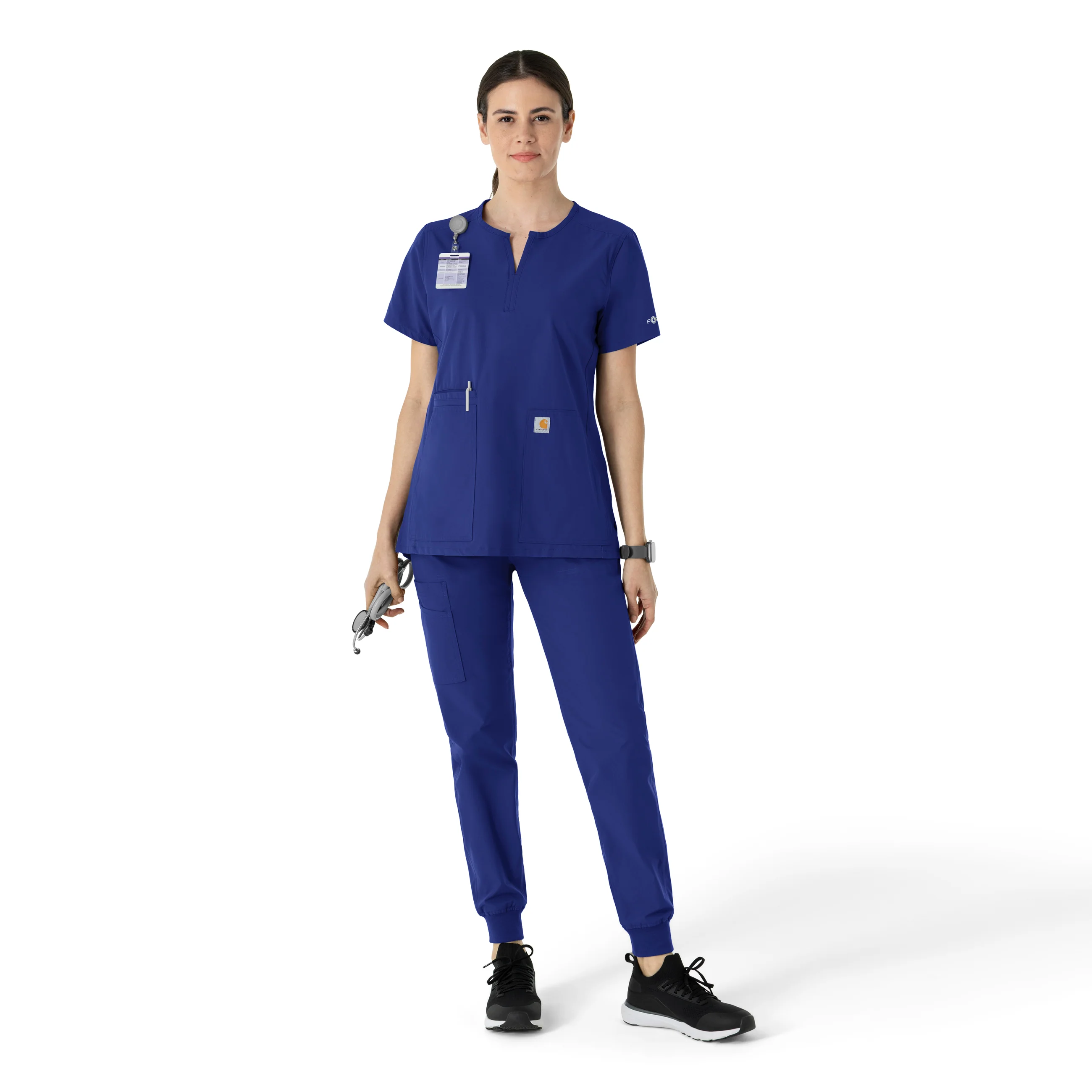Carhartt Force Essentials Women's Notch Neck Tunic Scrub Top - Galaxy Blue - Image 3