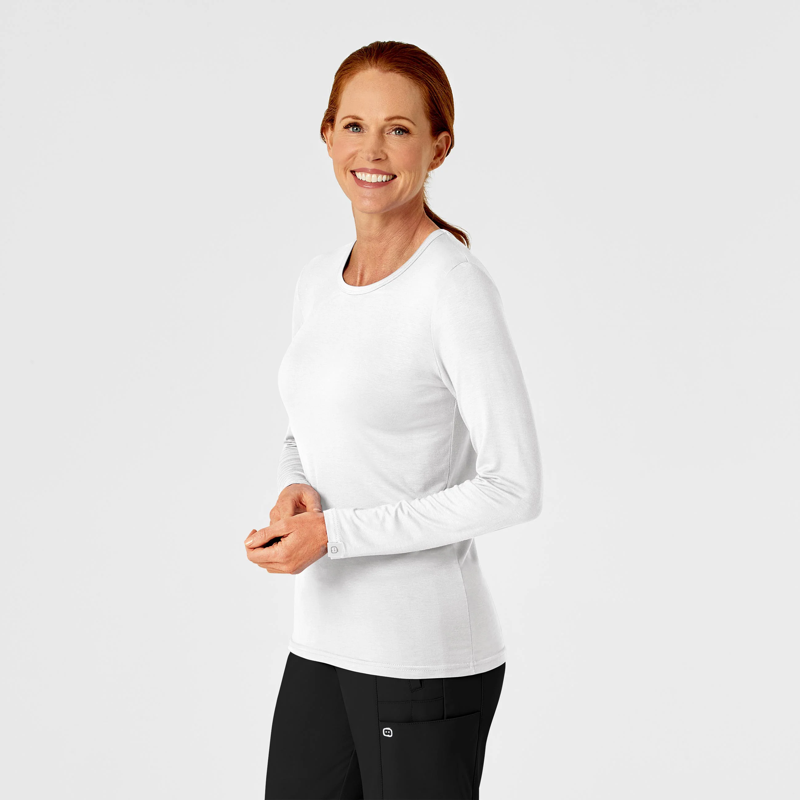 Long Sleeve Silky Tee - White - Image 4
