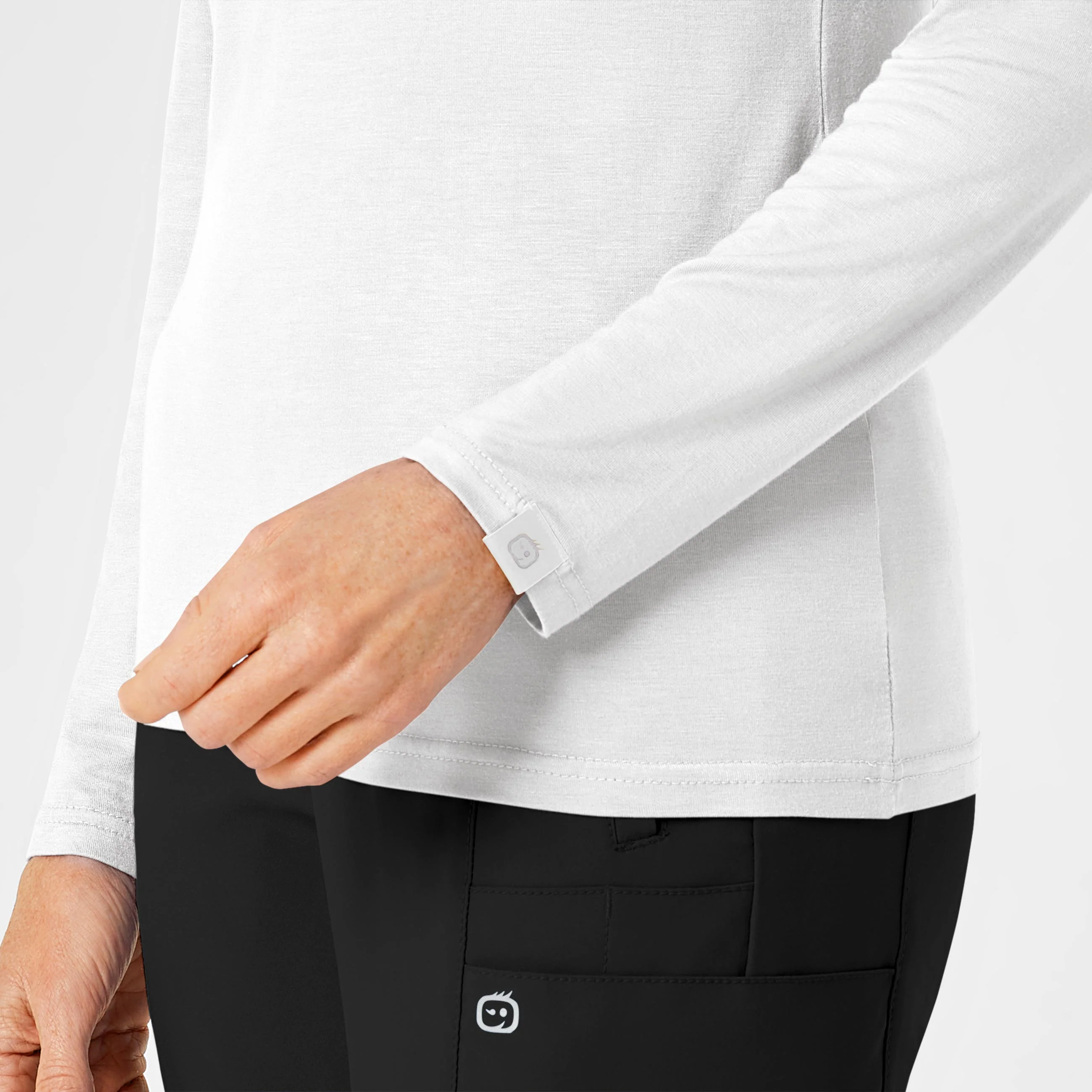 Long Sleeve Silky Tee - White - Image 6