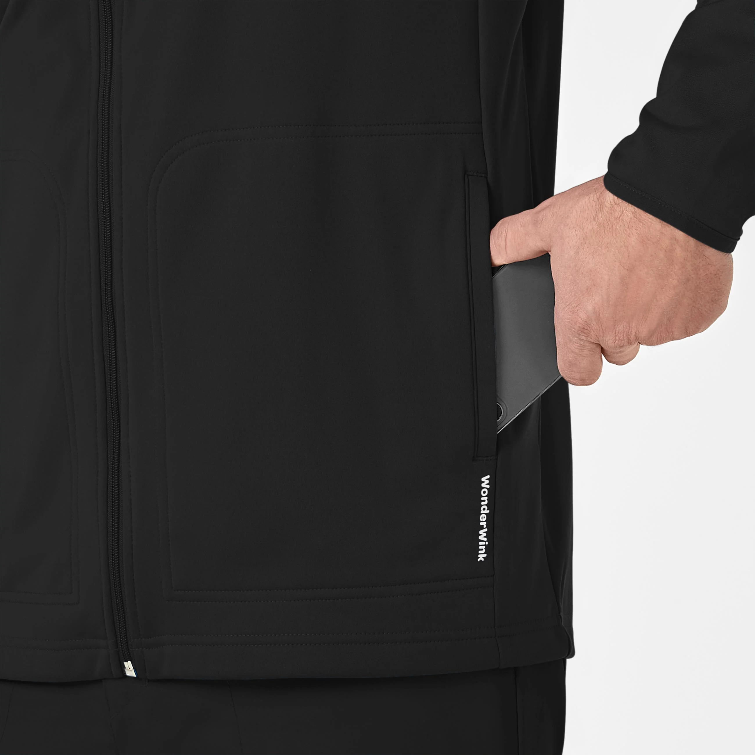 Men's Fleece Full Zip Jacket - Black - Image 7