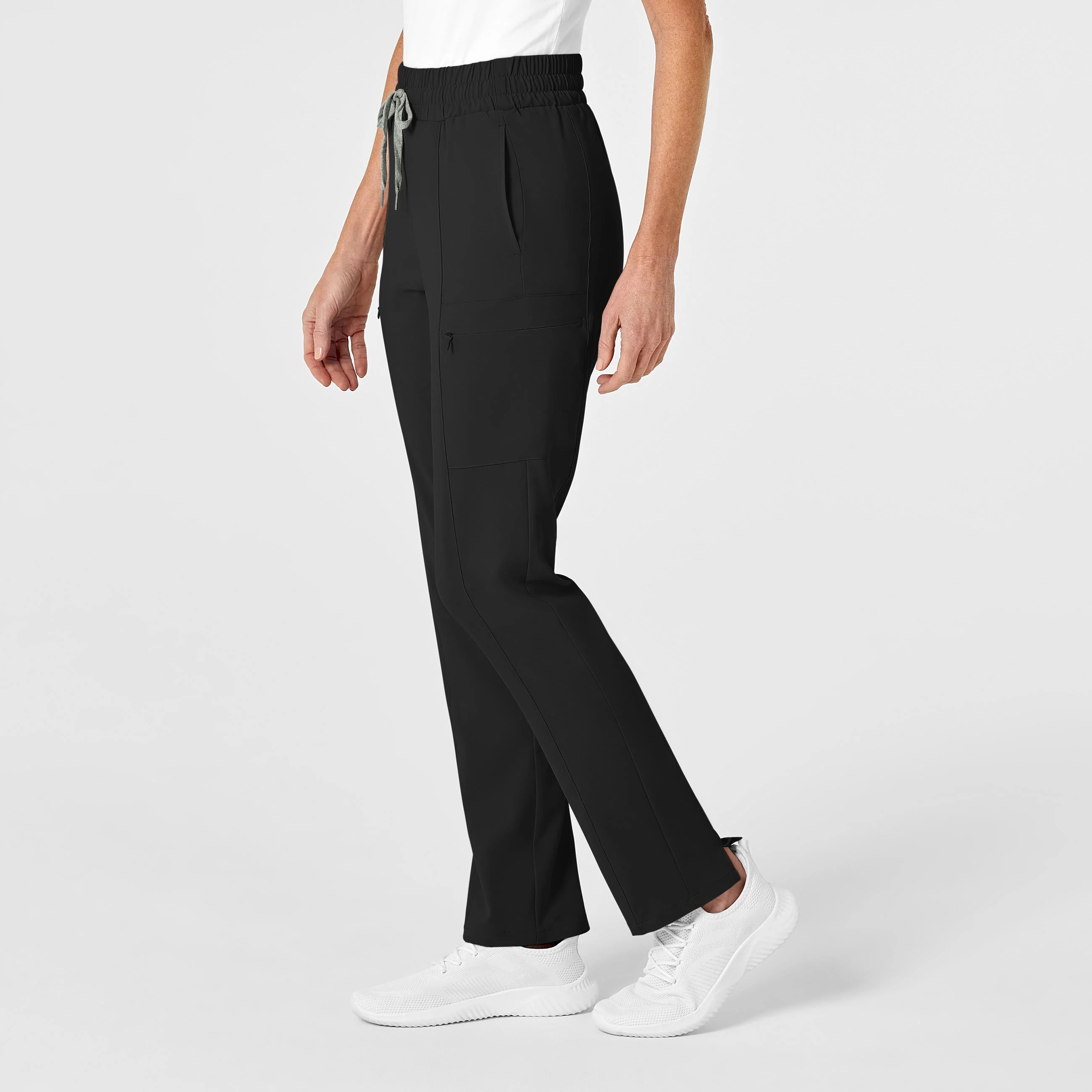 RENEW Women's High Waist Slim Leg Scrub Pant - Black - Image 4