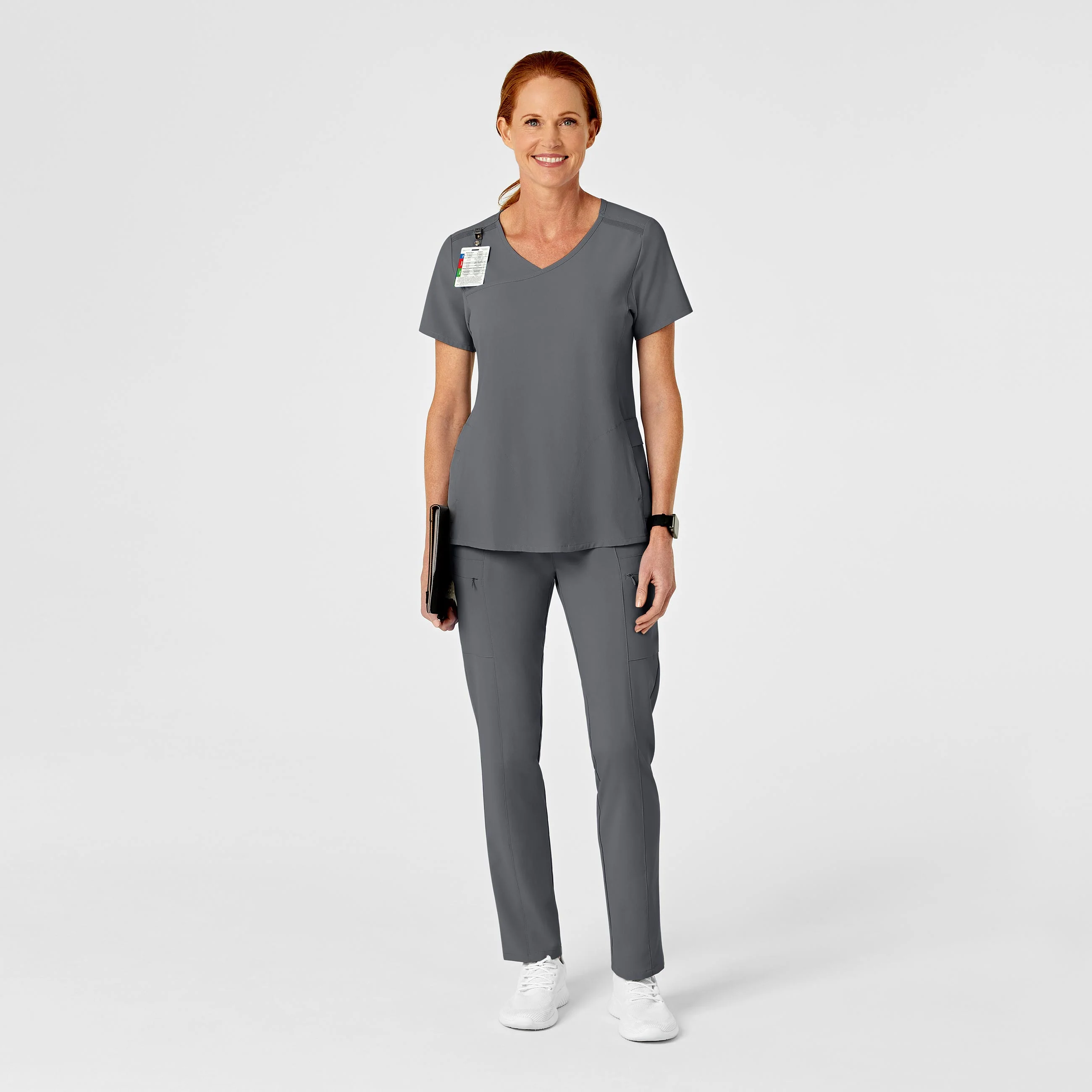 RENEW Women's High Waist Slim Leg Scrub Pant - Pewter - Image 3