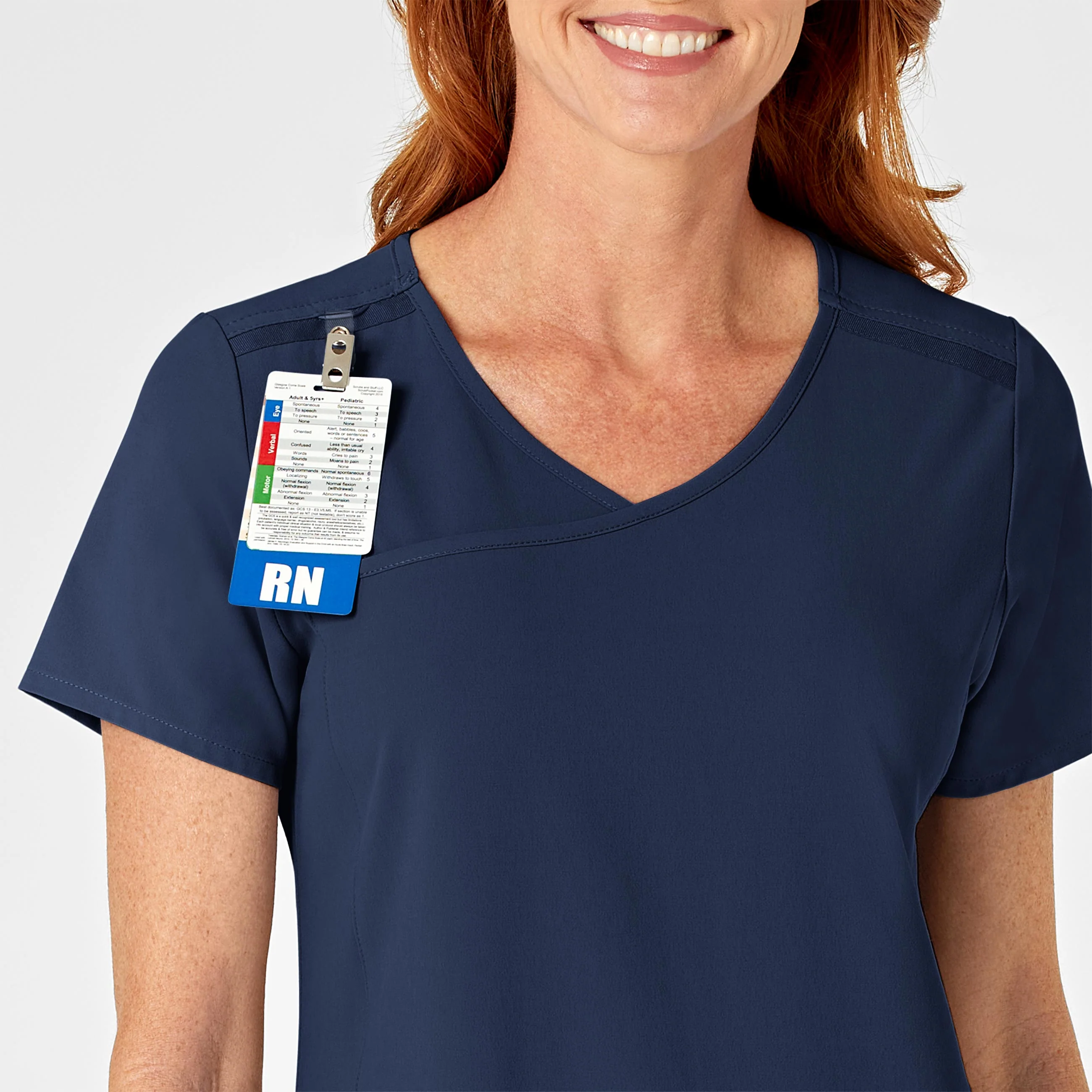 RENEW Women's Mock Wrap Scrub Top - Navy - Image 6