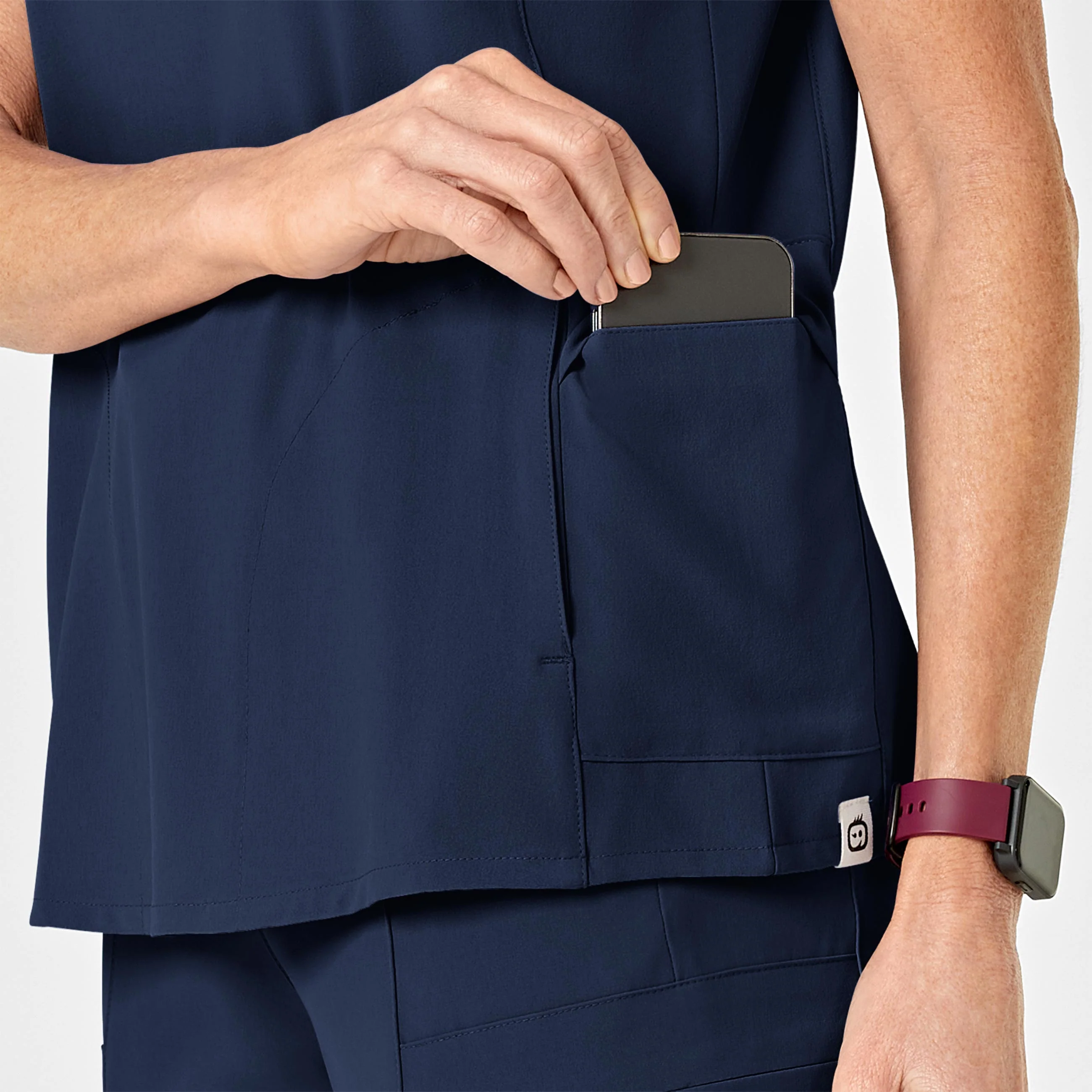 RENEW Women's Mock Wrap Scrub Top - Navy - Image 7
