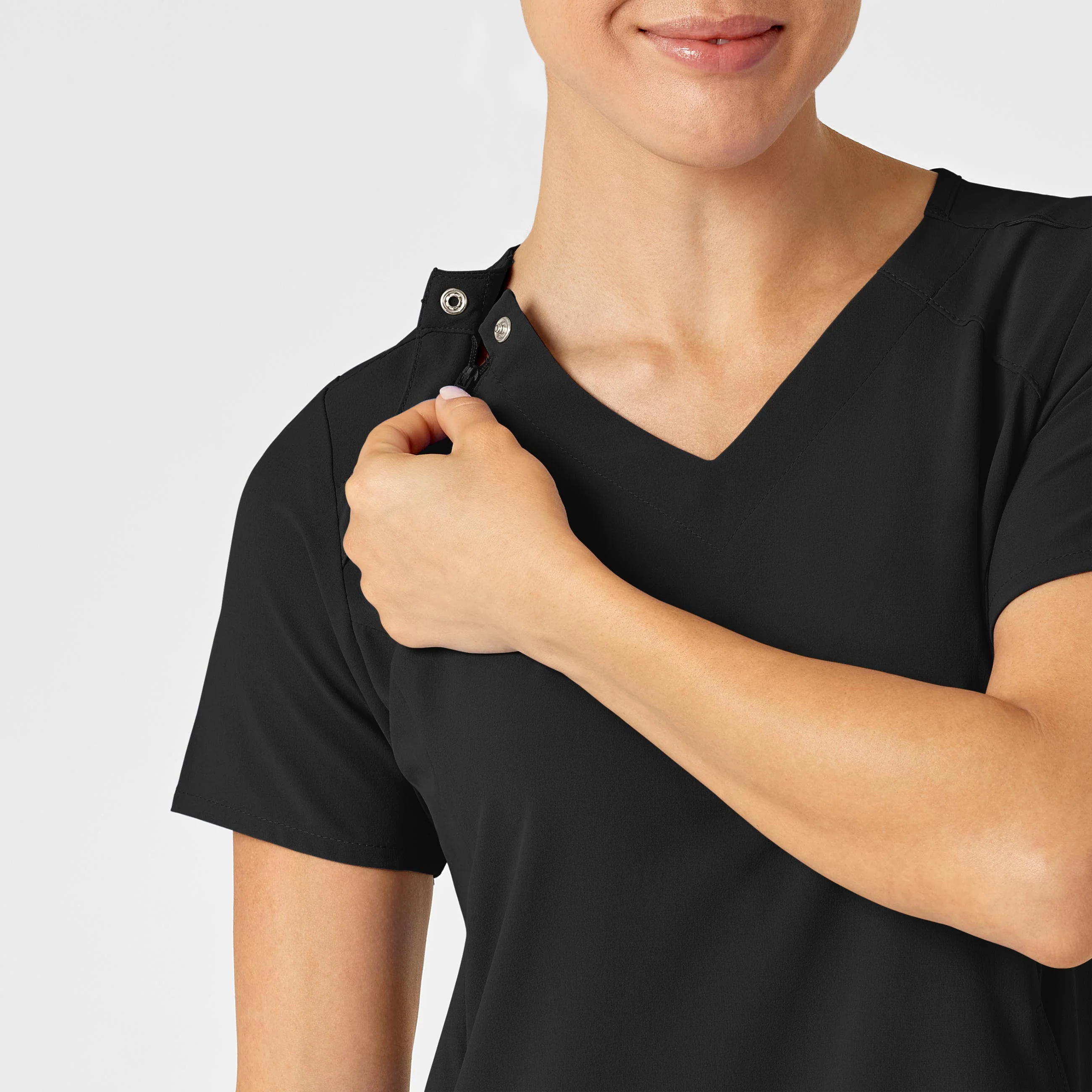 RENEW Women's Zip Accent Scrub Top - Black - Image 6
