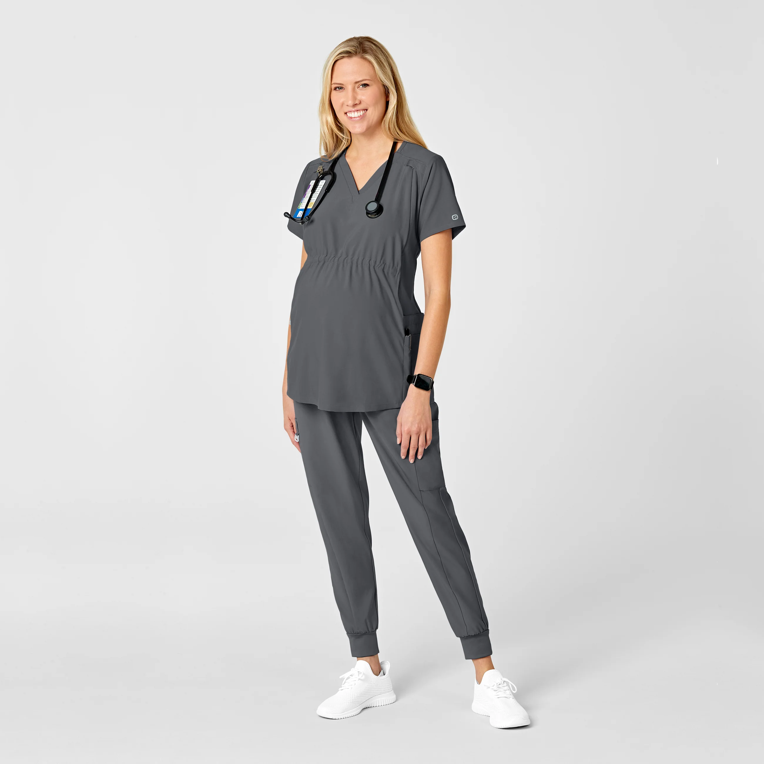 W123 Maternity Jogger Scrub Pant - Pewter - Image 3