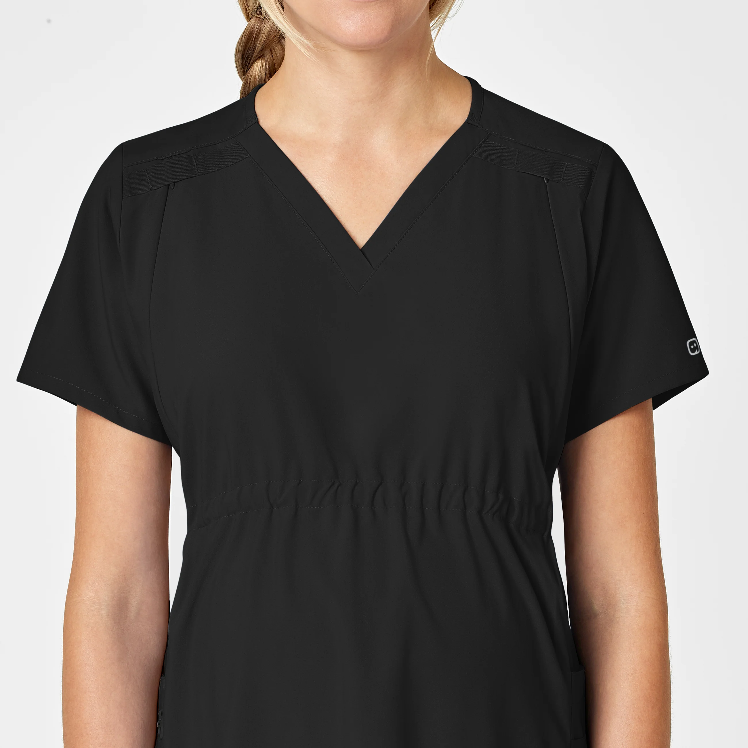 W123 Maternity V-Neck Scrub Top - Black - Image 8
