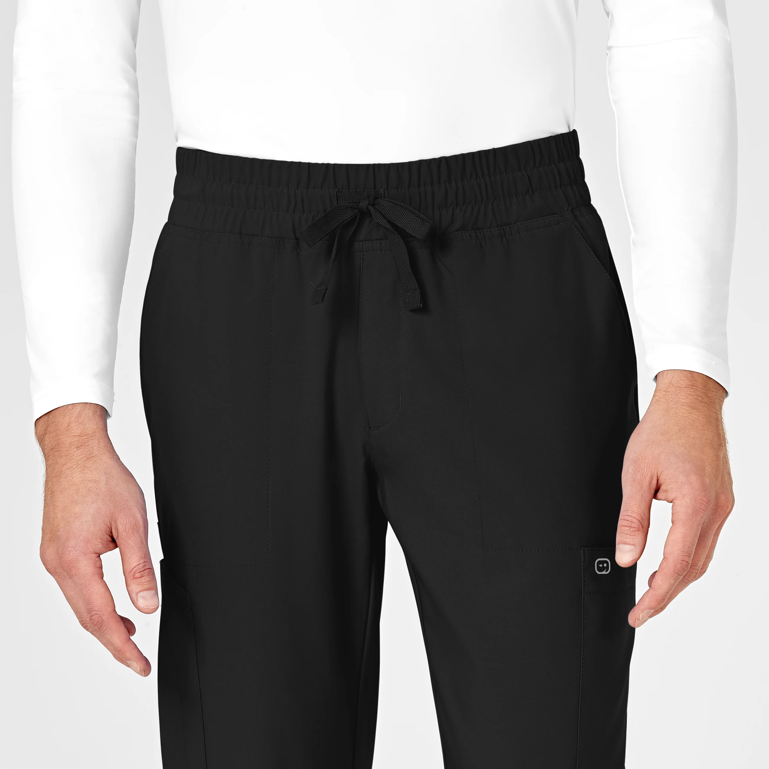 W123 Men's Cargo Jogger Scrub Pant - Black - Image 5