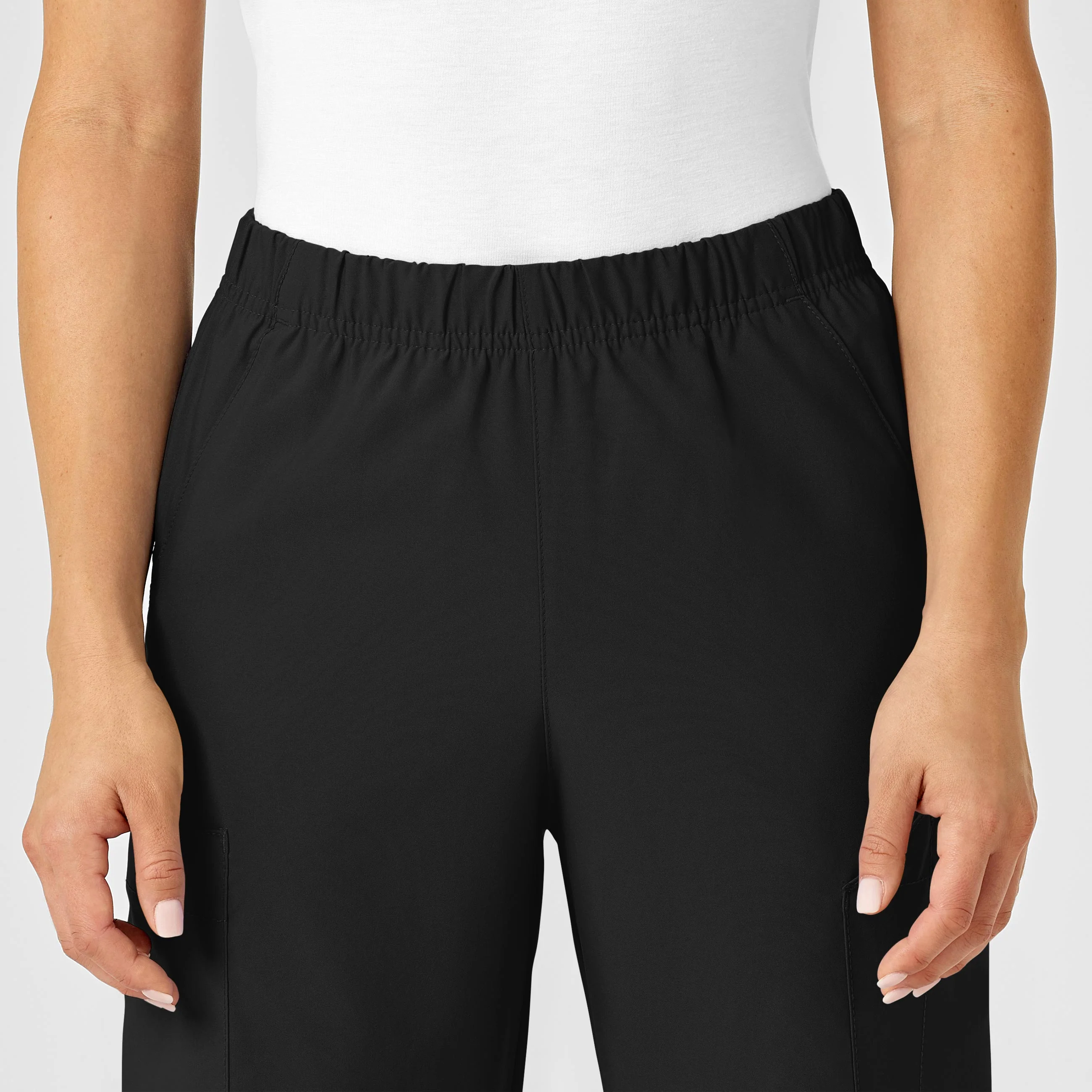 W123 Unisex Multi-Cargo Scrub Pant - Black - Image 8