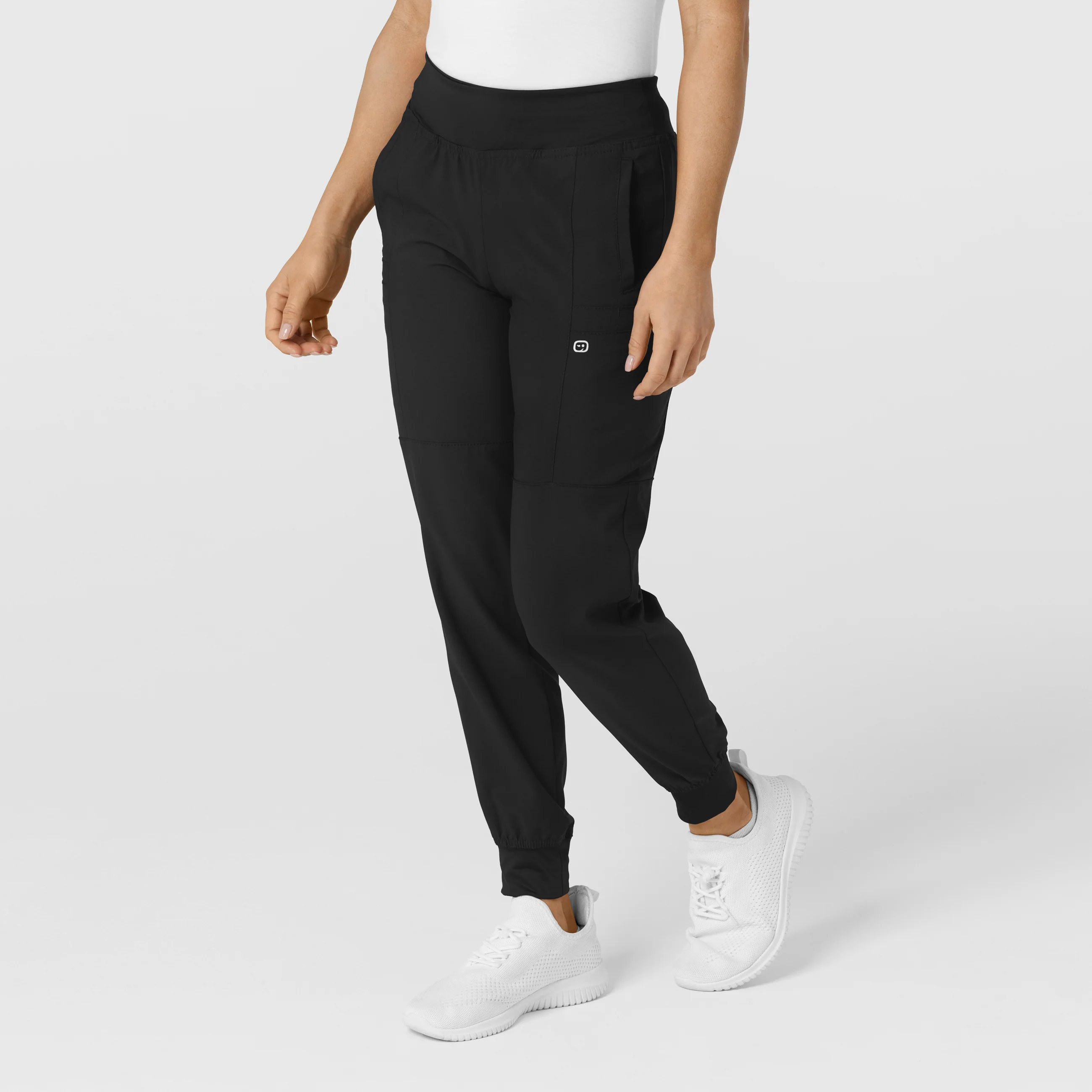 W123 Women's Comfort Waist Cargo Jogger Scrub Pant - Black - Image 4
