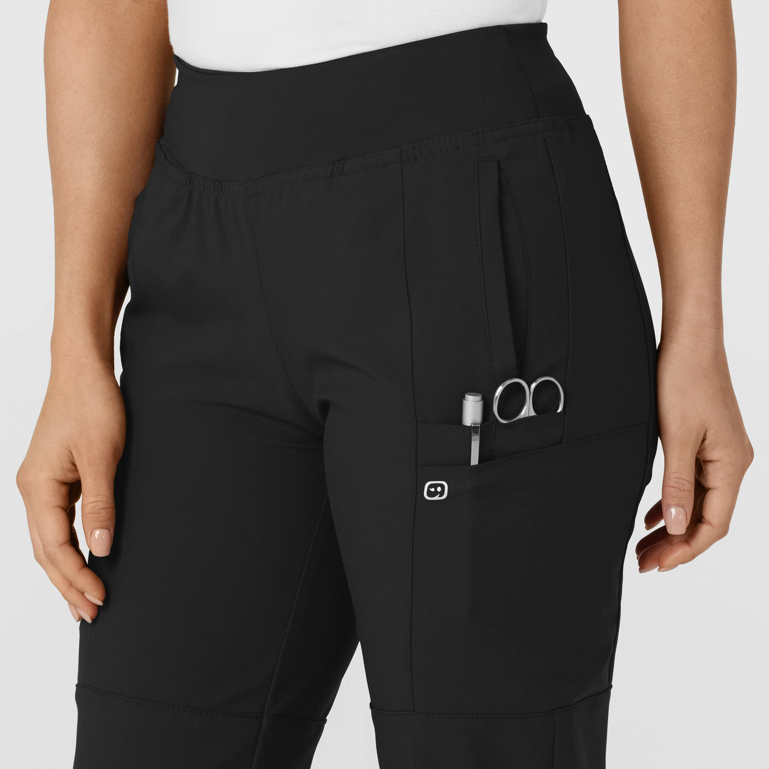 W123 Women's Comfort Waist Cargo Jogger Scrub Pant - Black - Image 6