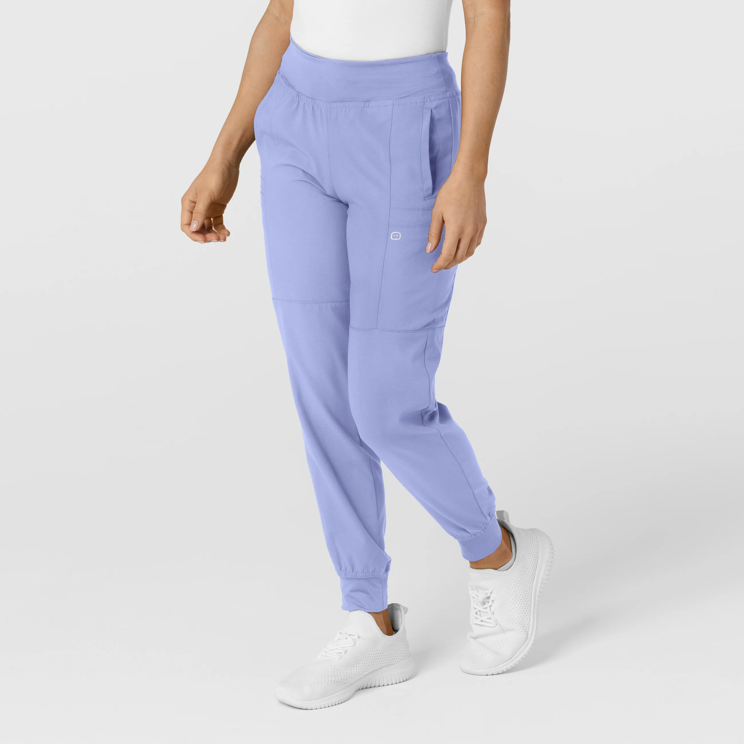 W123 Women's Comfort Waist Cargo Jogger Scrub Pant - Ceil Blue - Image 4