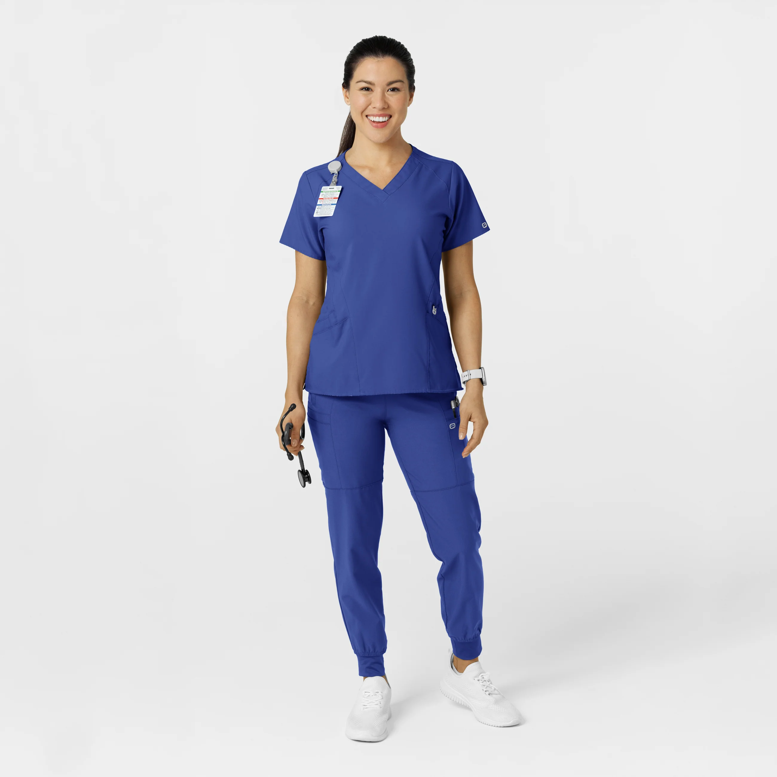 W123 Women's Comfort Waist Cargo Jogger Scrub Pant - Galaxy Blue - Image 3