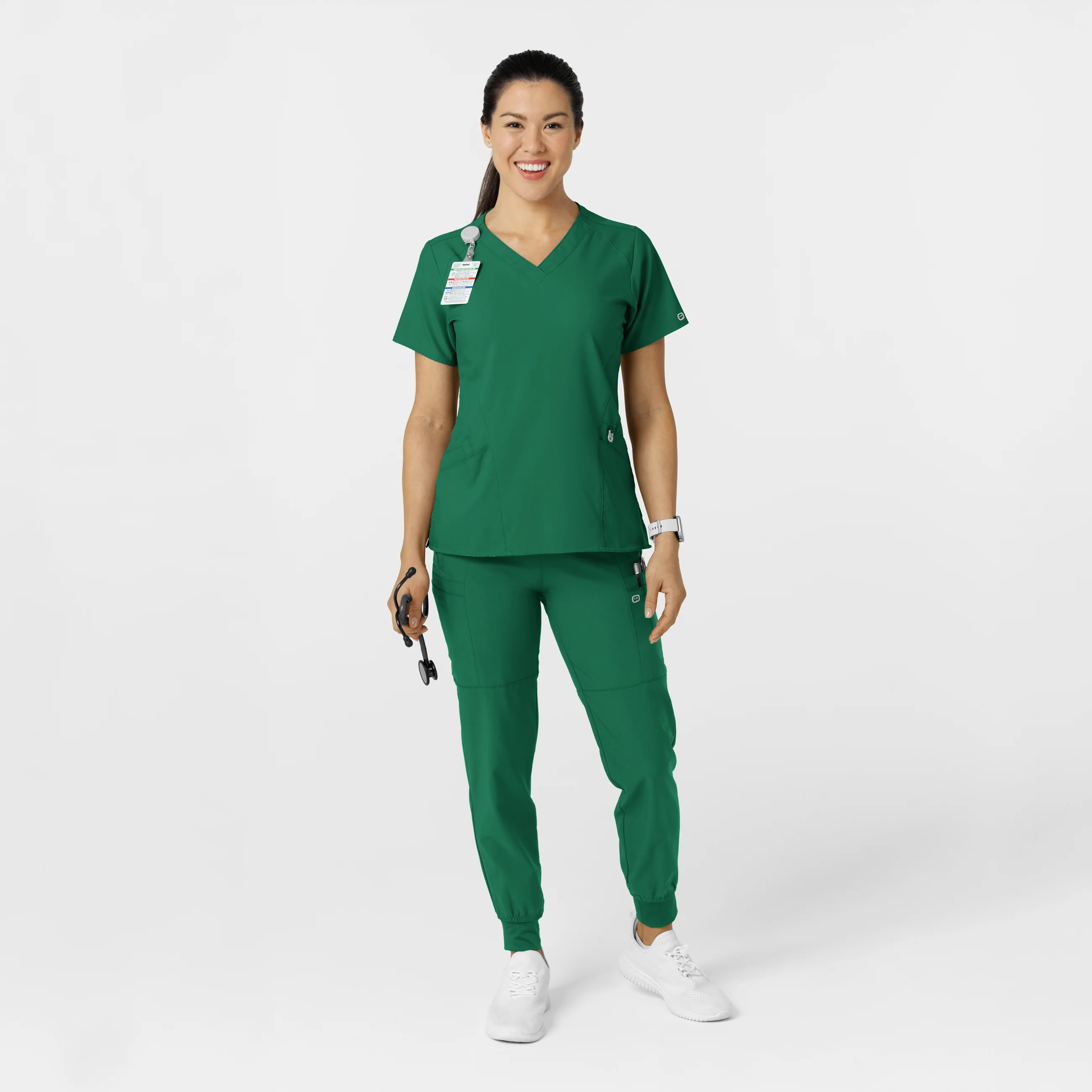 W123 Women's Comfort Waist Cargo Jogger Scrub Pant - Hunter - Image 4