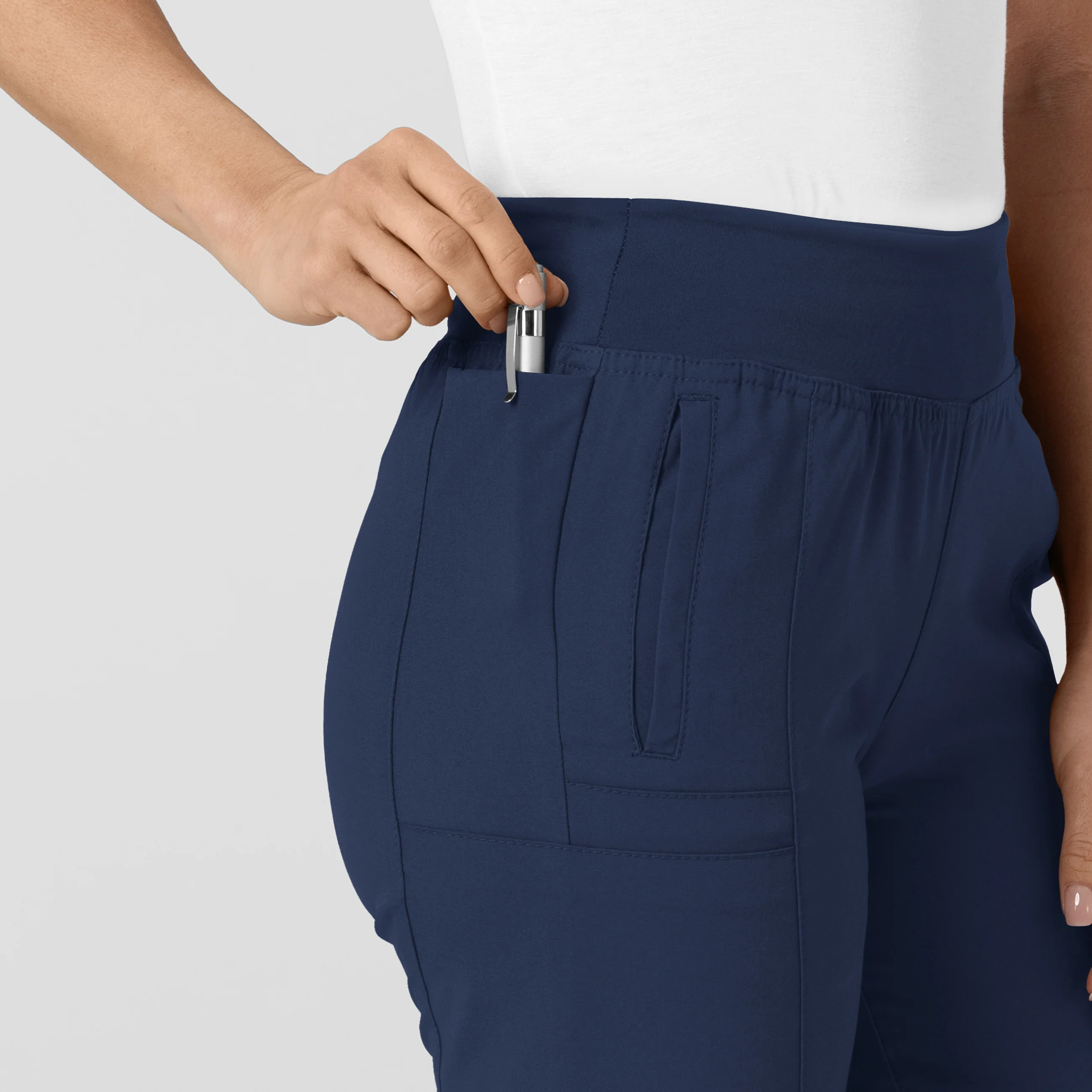 W123 Women's Comfort Waist Cargo Jogger Scrub Pant - Navy - Image 8