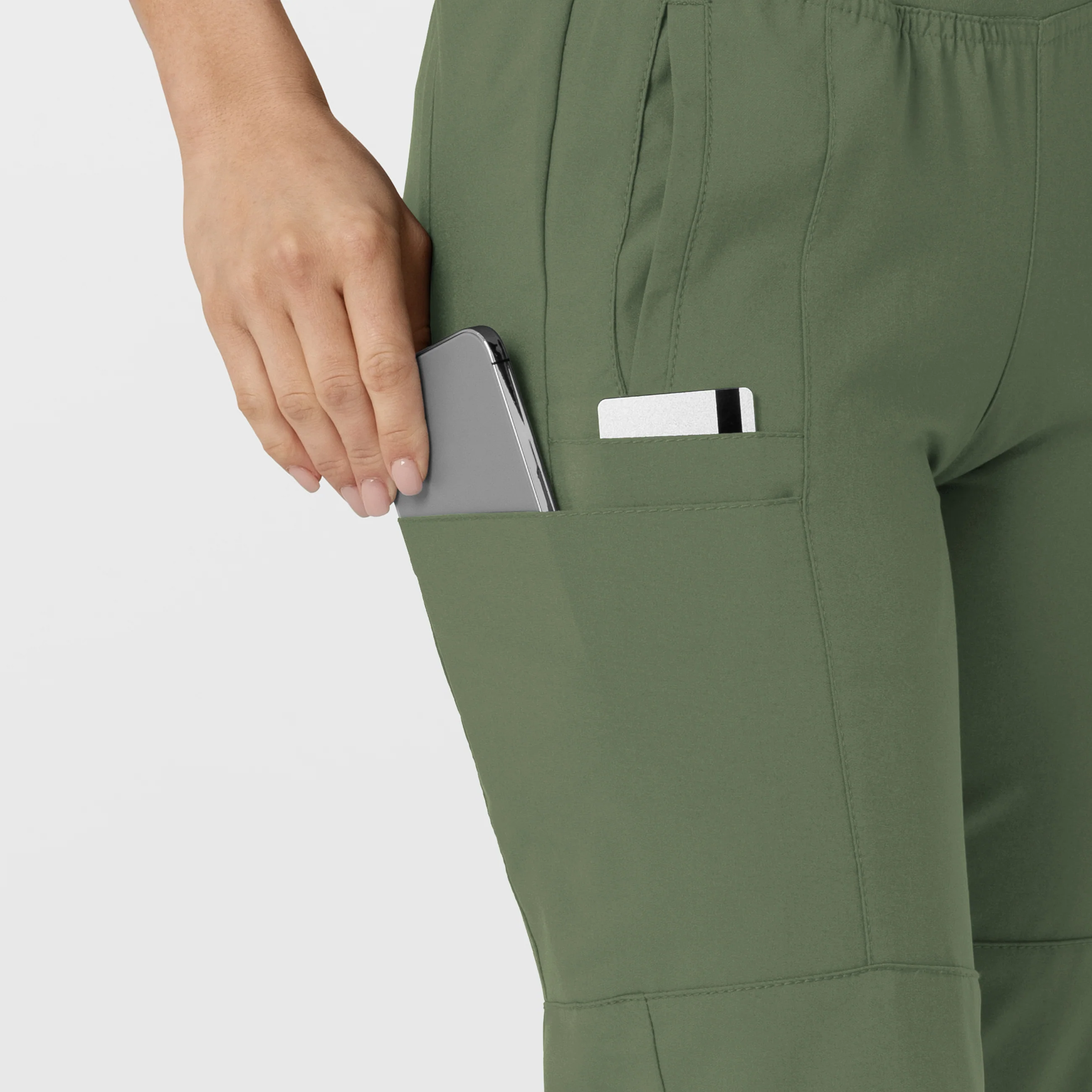W123 Women's Comfort Waist Cargo Jogger Scrub Pant - Olive - Image 7