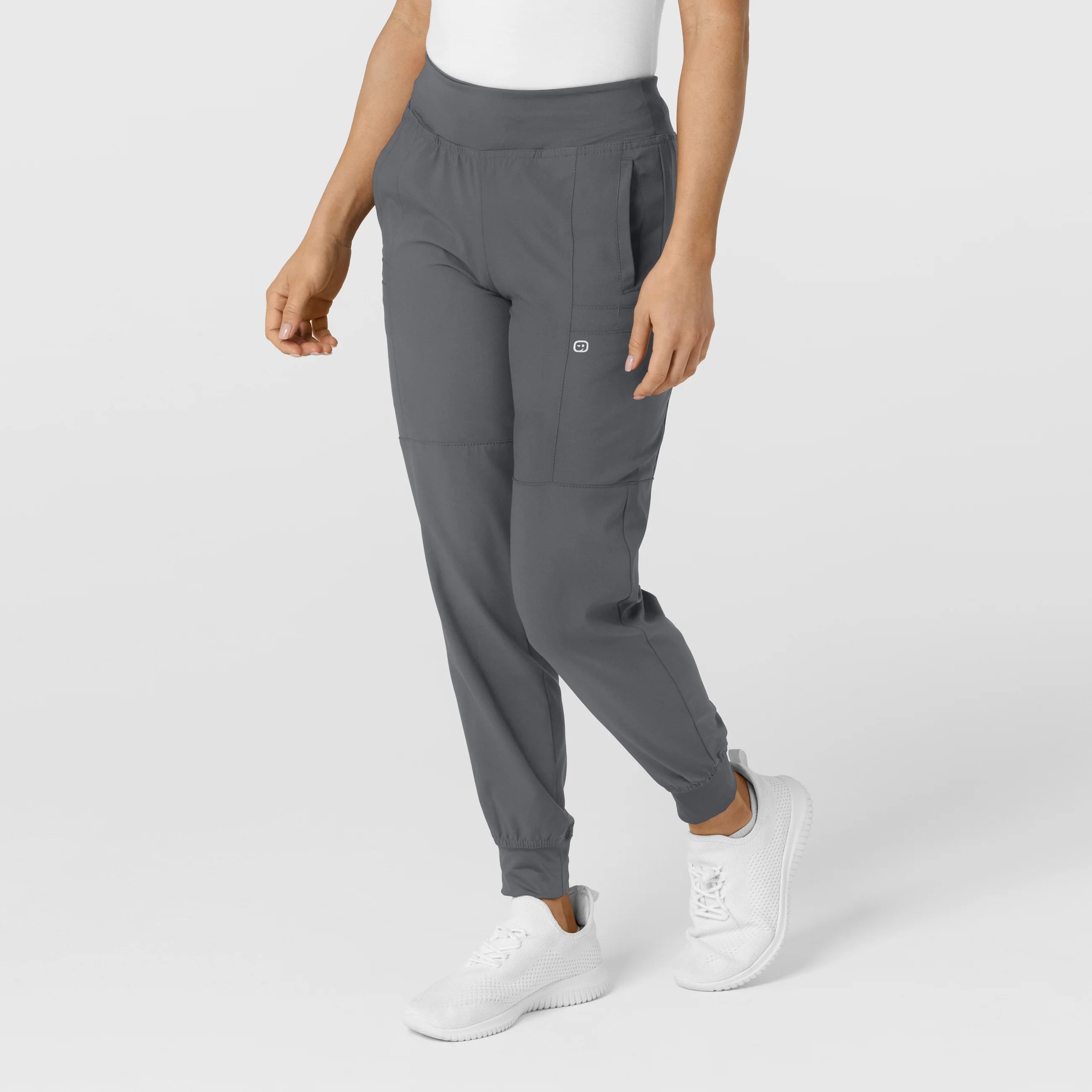 W123 Women's Comfort Waist Cargo Jogger Scrub Pant - Pewter - Image 4