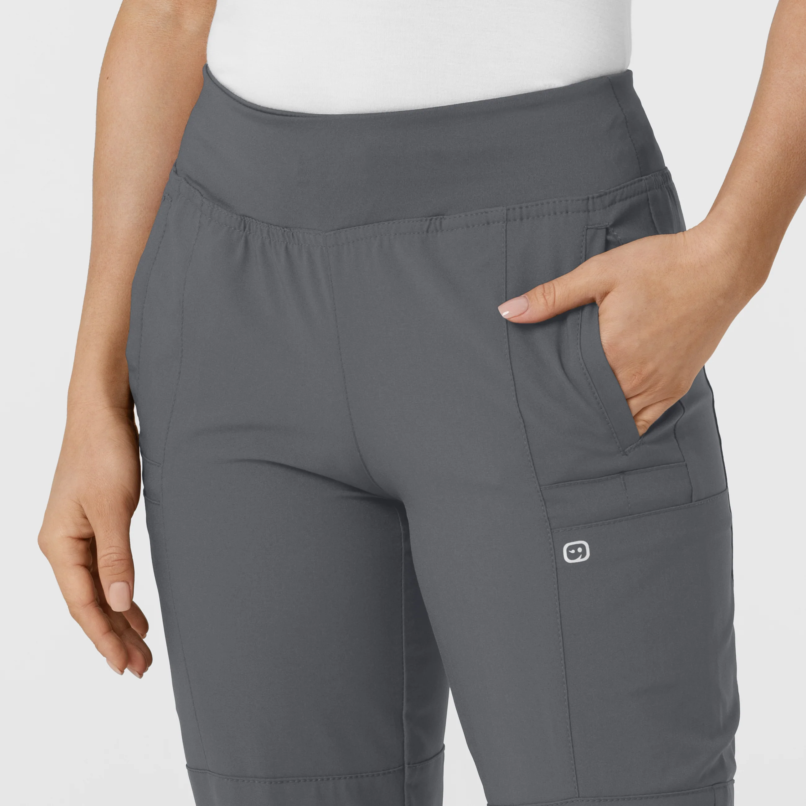 W123 Women's Comfort Waist Cargo Jogger Scrub Pant - Pewter - Image 5