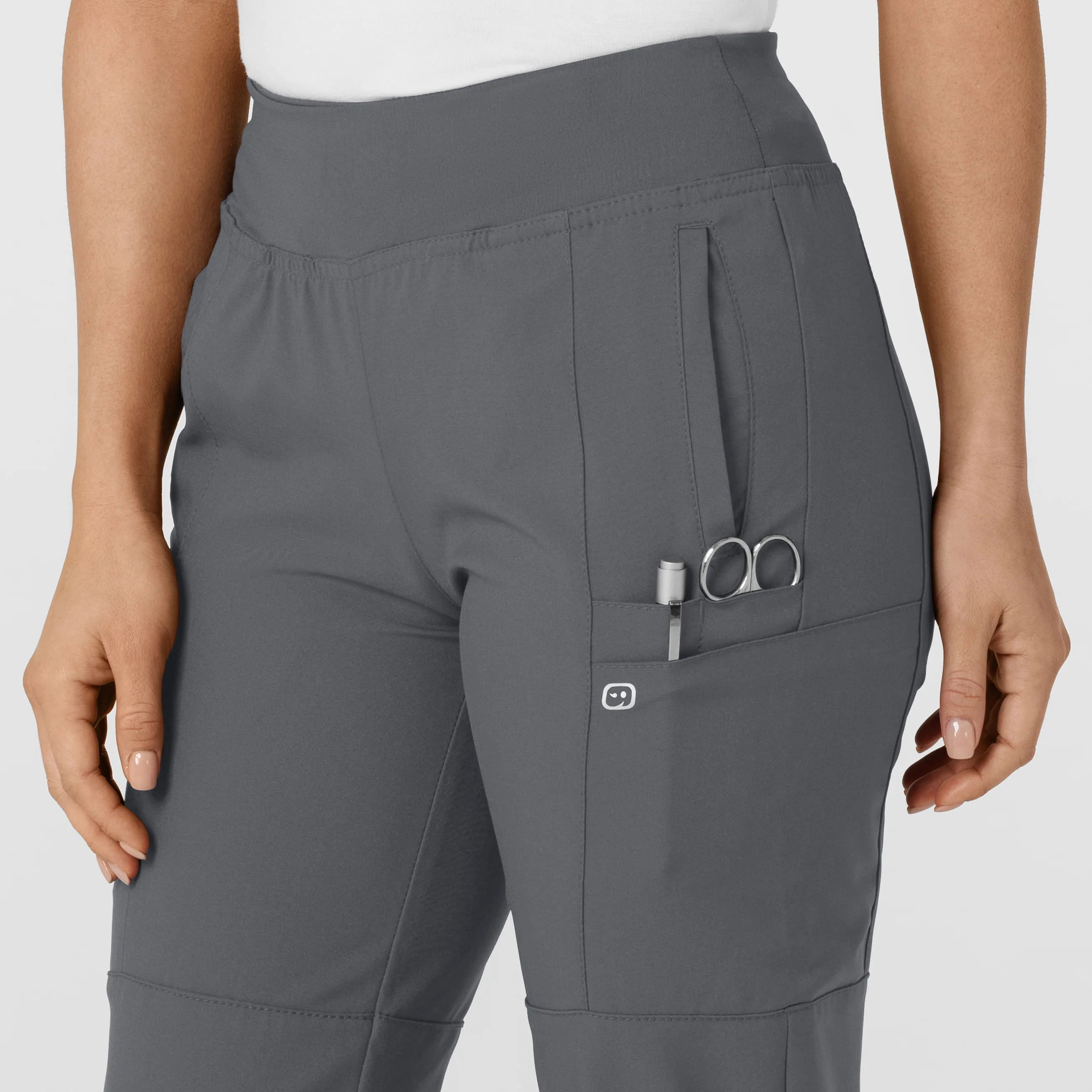W123 Women's Comfort Waist Cargo Jogger Scrub Pant - Pewter - Image 6