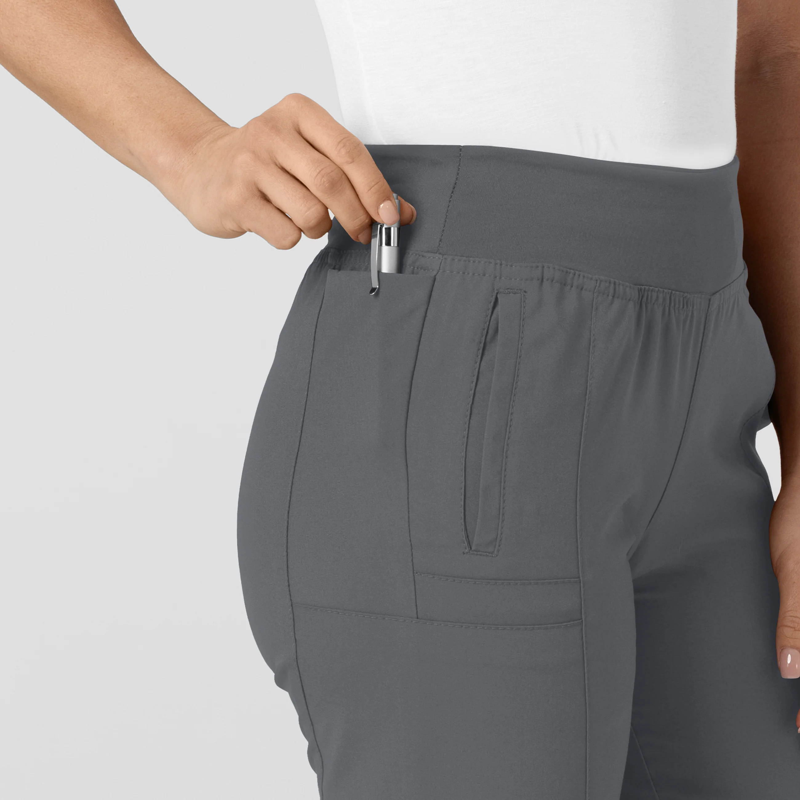 W123 Women's Comfort Waist Cargo Jogger Scrub Pant - Pewter - Image 8