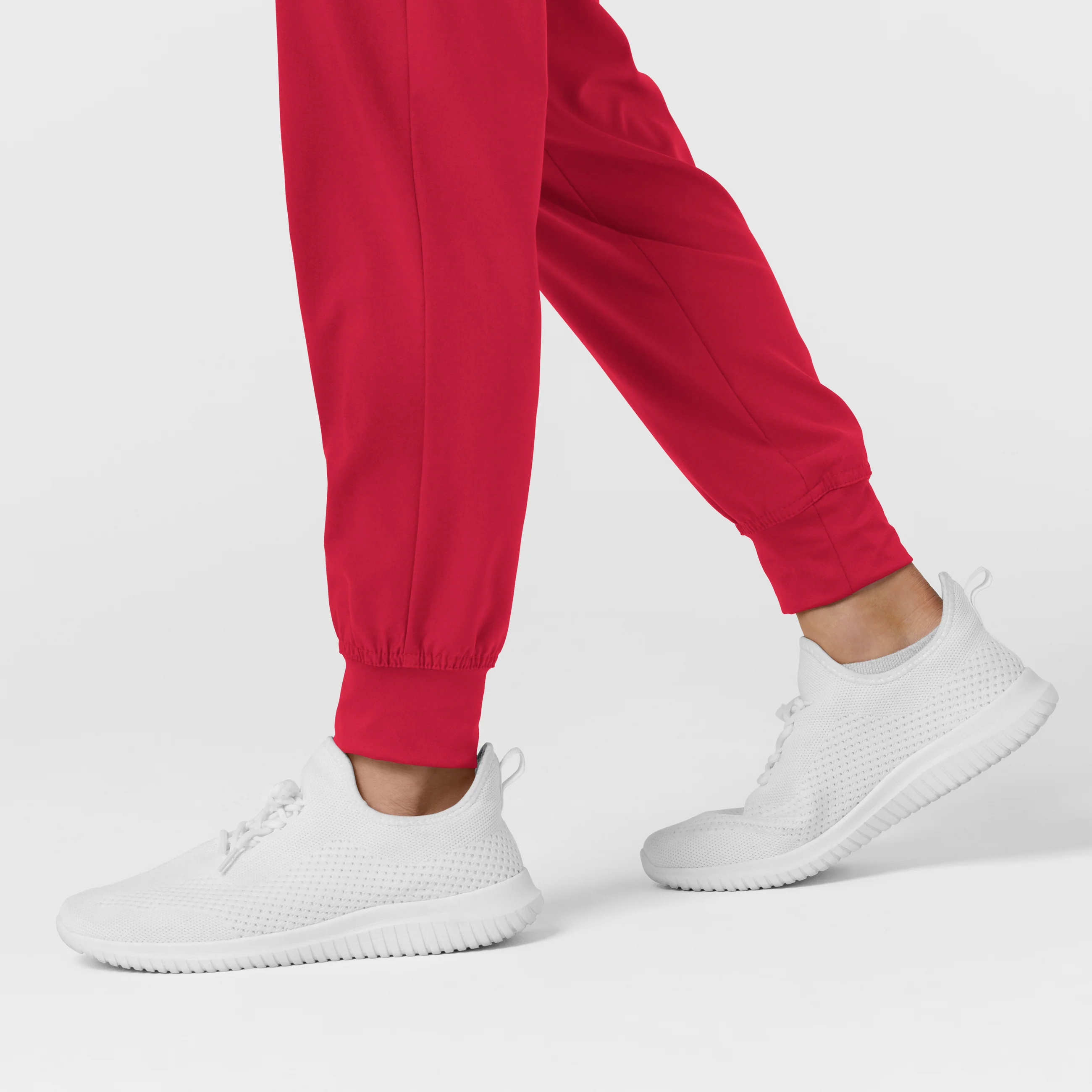 W123 Women's Comfort Waist Cargo Jogger Scrub Pant - Red - Image 9