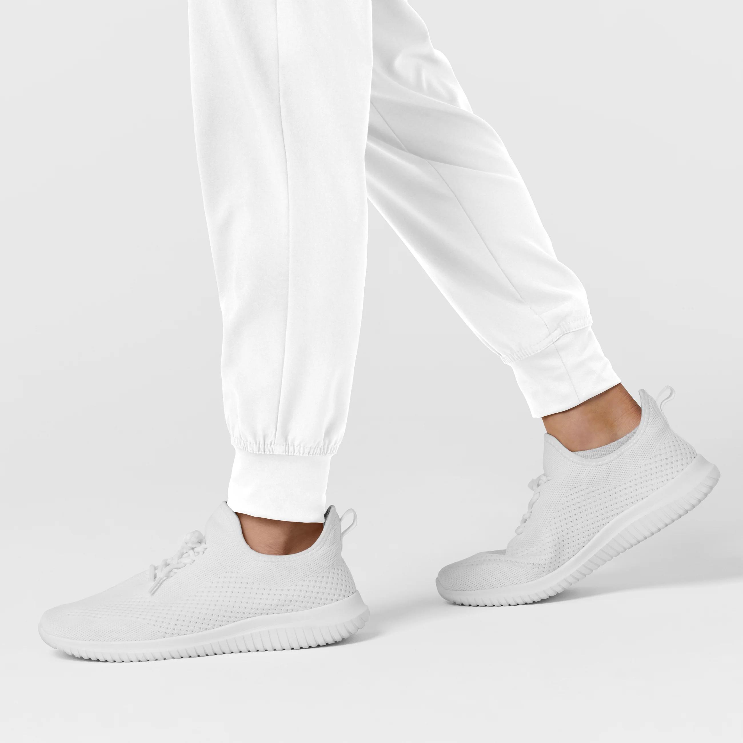 W123 Women's Comfort Waist Cargo Jogger Scrub Pant - White - Image 9