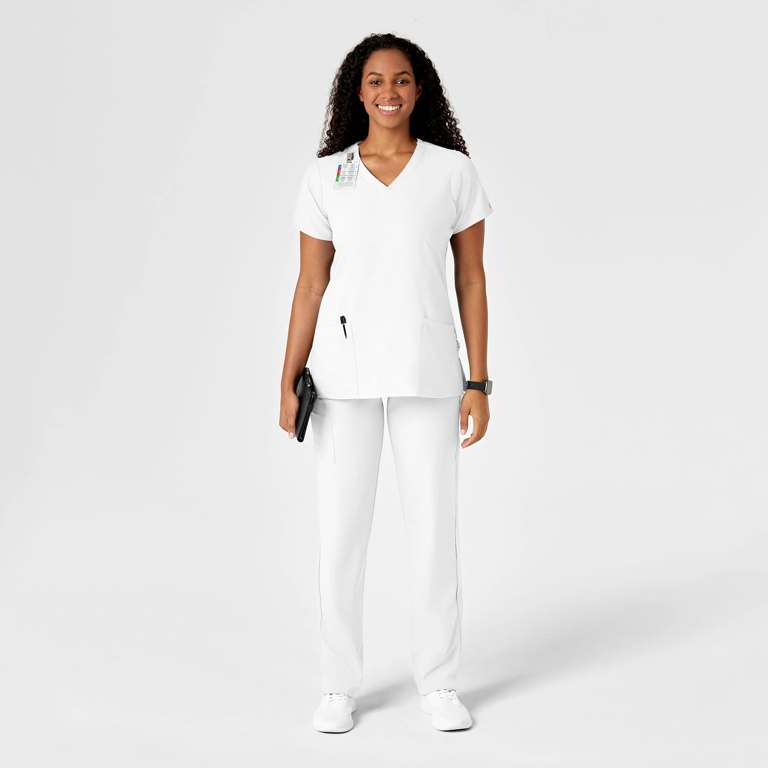 W123 Women's Drawstring Scrub Pant - White - Image 3
