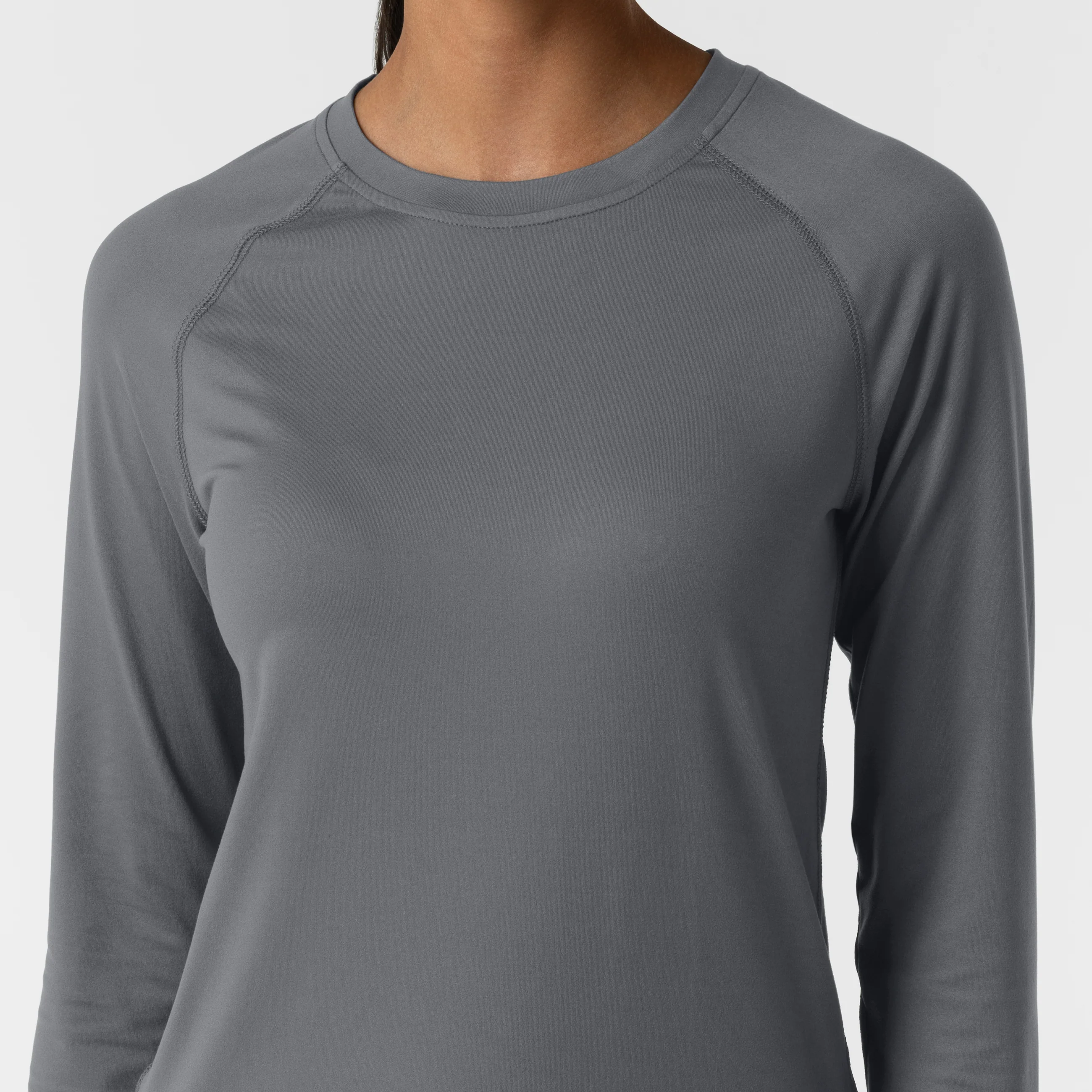 Women's Watch Window Long Sleeve Underscrub Top - Pewter - Image 5