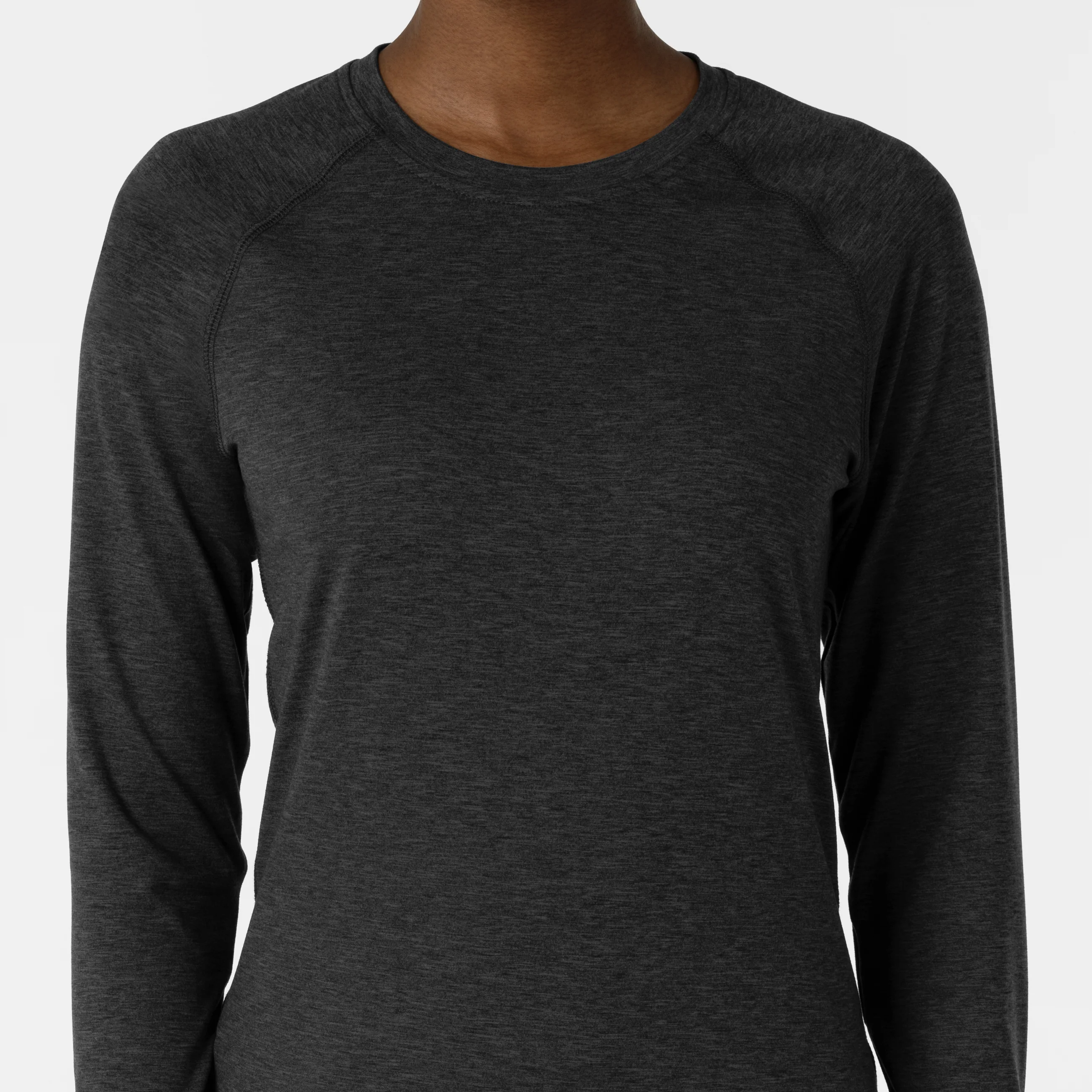 Women's Watch Window Long Sleeve Underscrub Top - Pewter Heather - Image 5