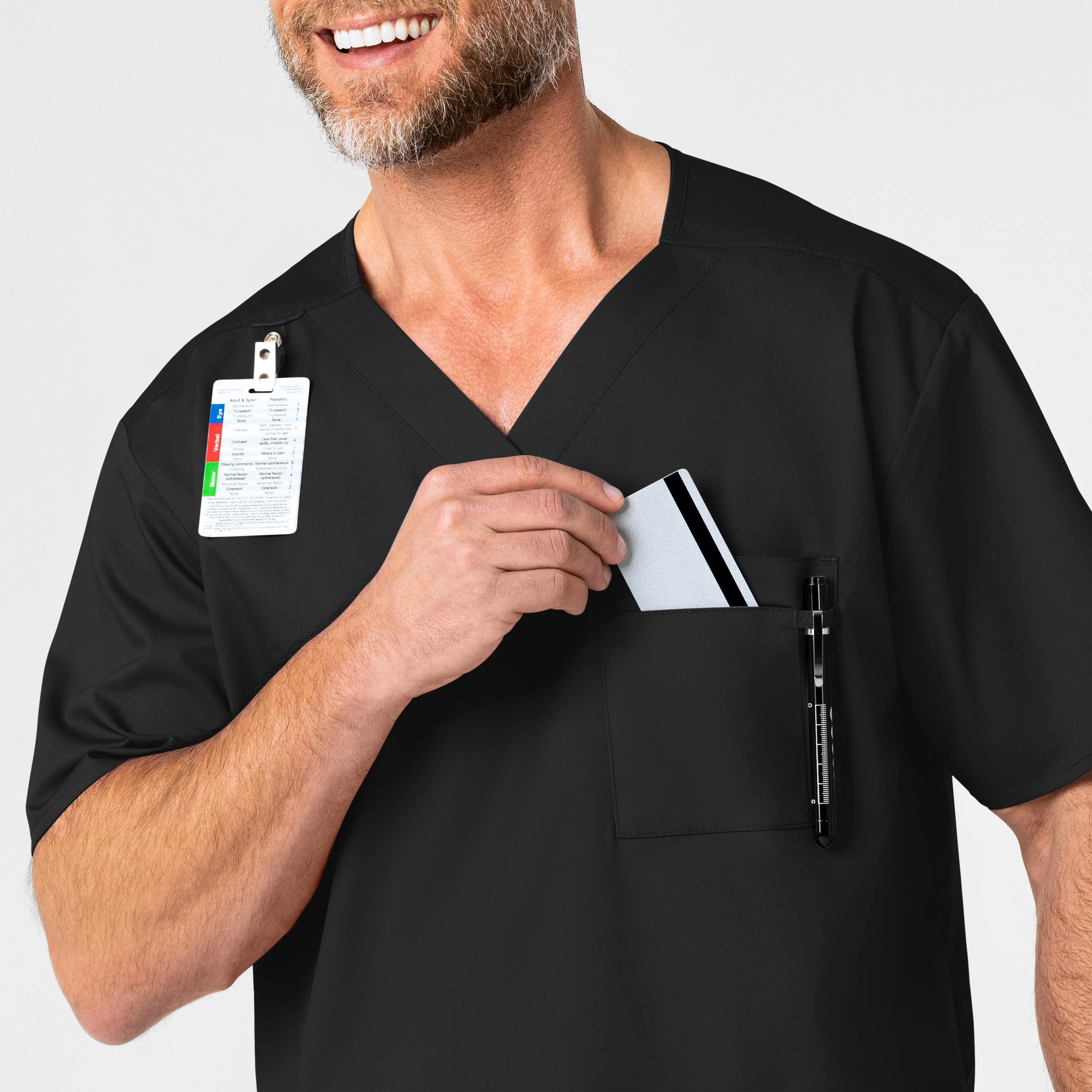 WonderWORK Men's V-Neck Scrub Top - Black - Image 6